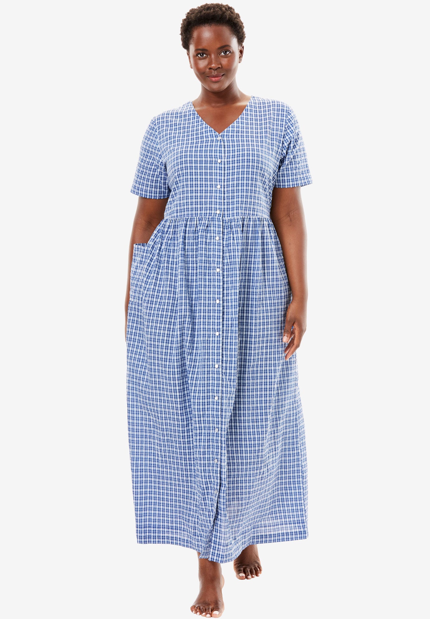 Long Seersucker Lounger by Only Necessities® Plus Size Sleepwear