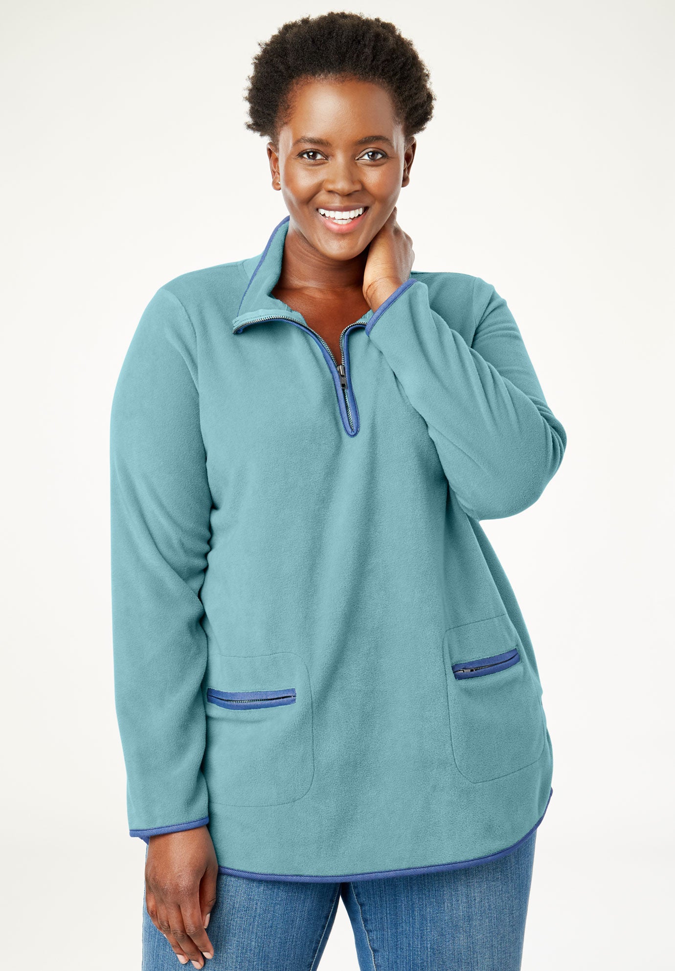 Download Quarter-Zip Microfleece Mock Neck Sweatshirt| Plus Size ...