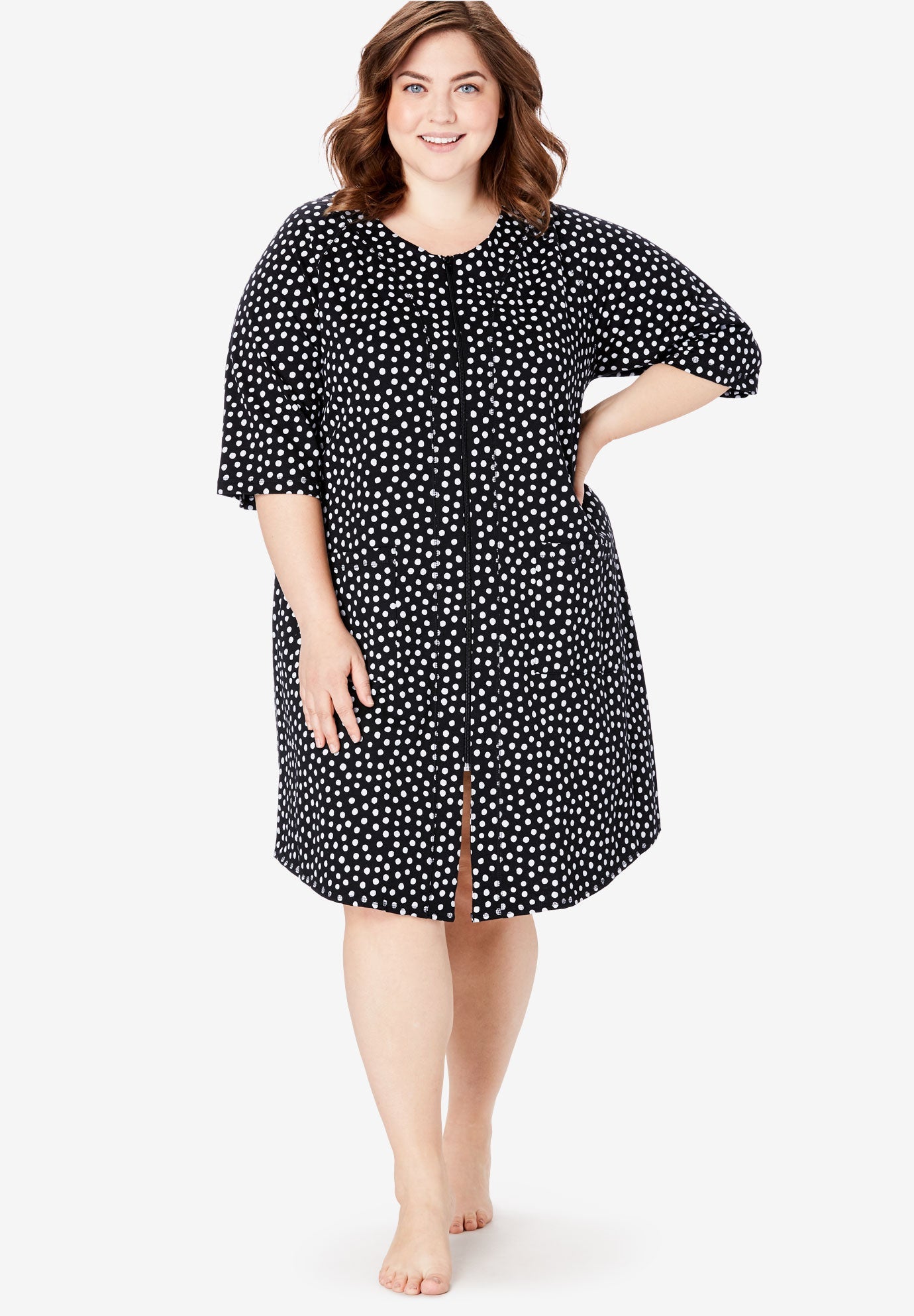 Short French Terry ZipFront Robe Fullbeauty Outlet