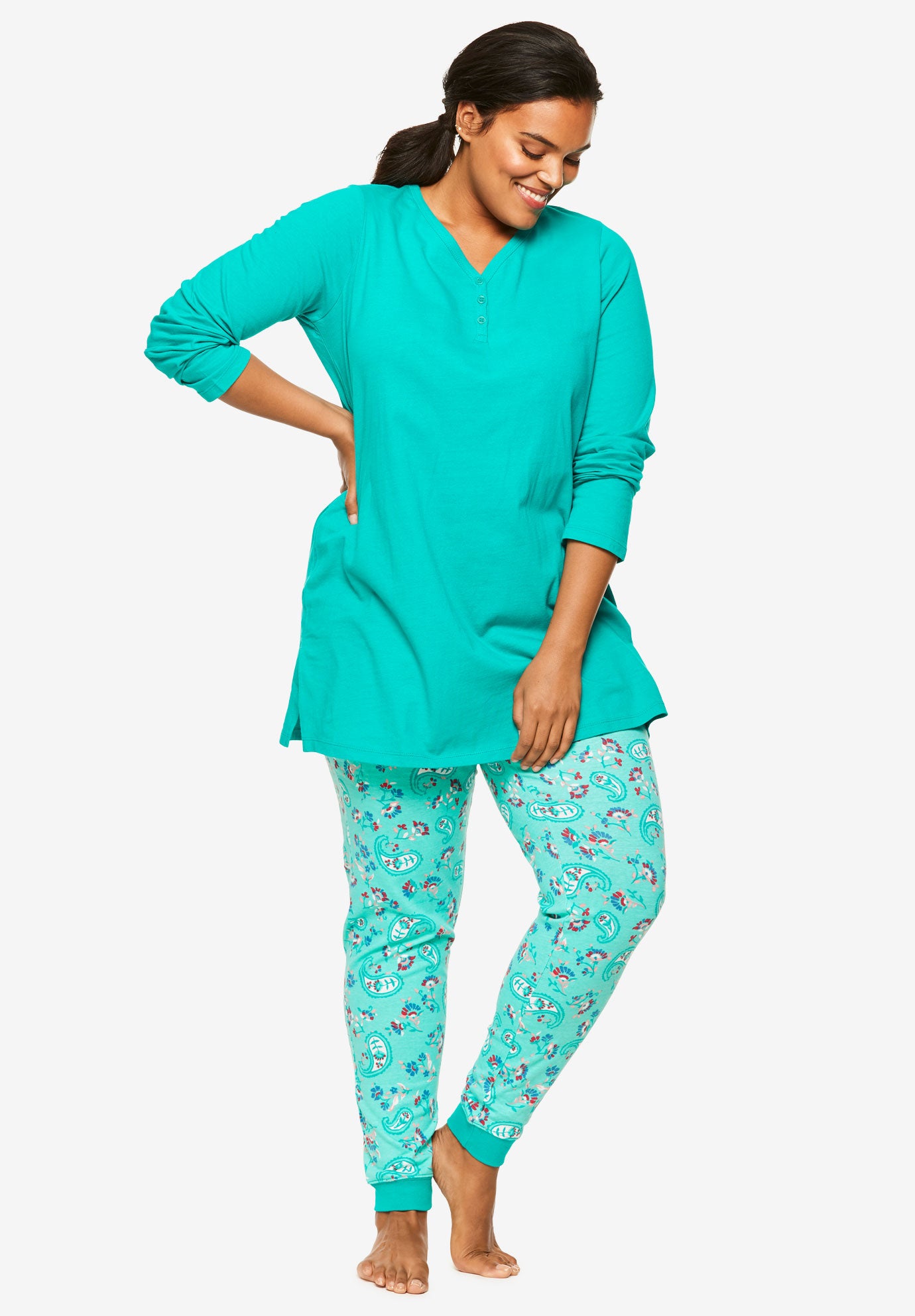 Henley Tunic & Jogger PJ Set Plus Size Women's Sets Fullbeauty