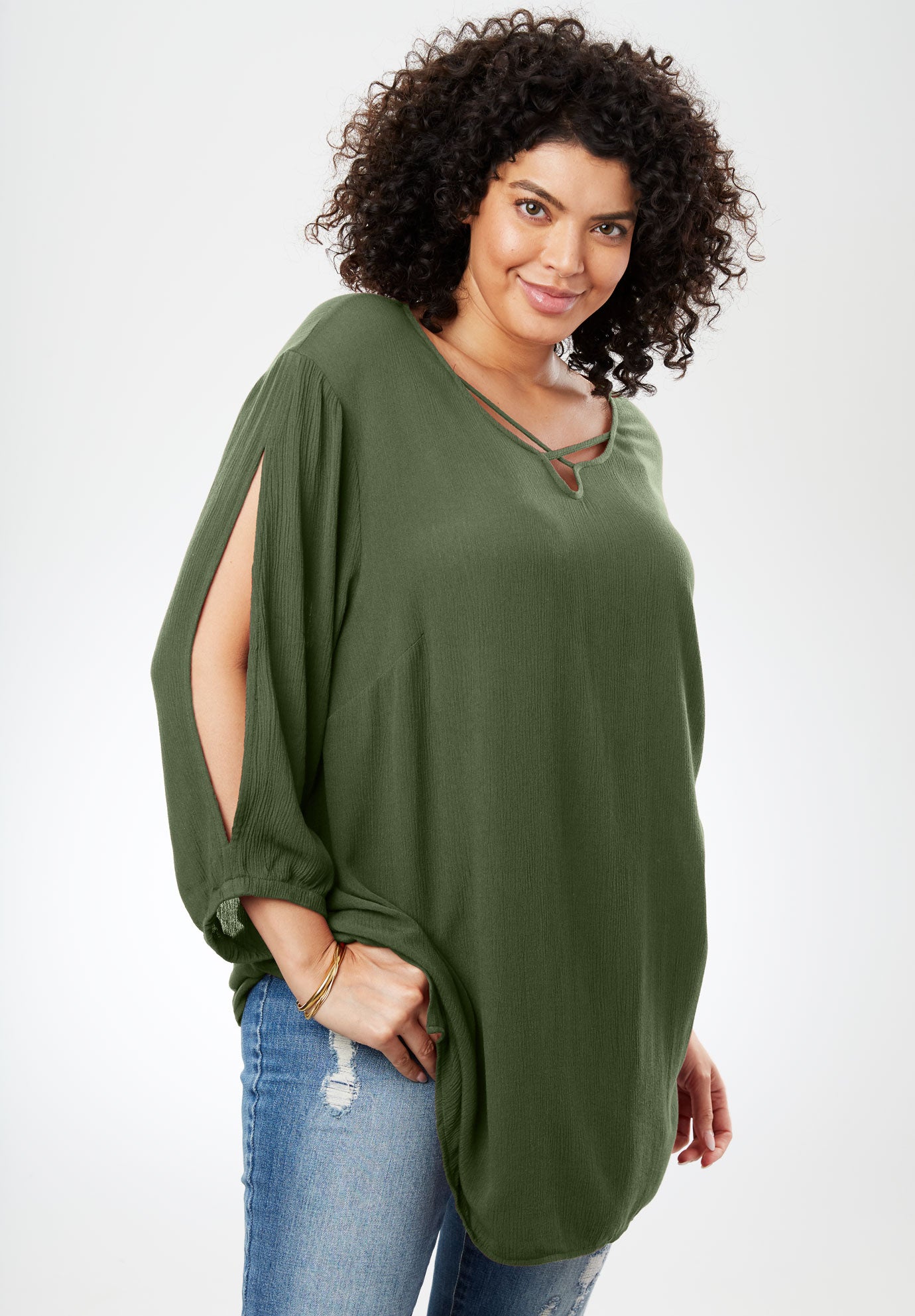 Textured Gauze Shirt | Plus Size Tunics | Full Beauty