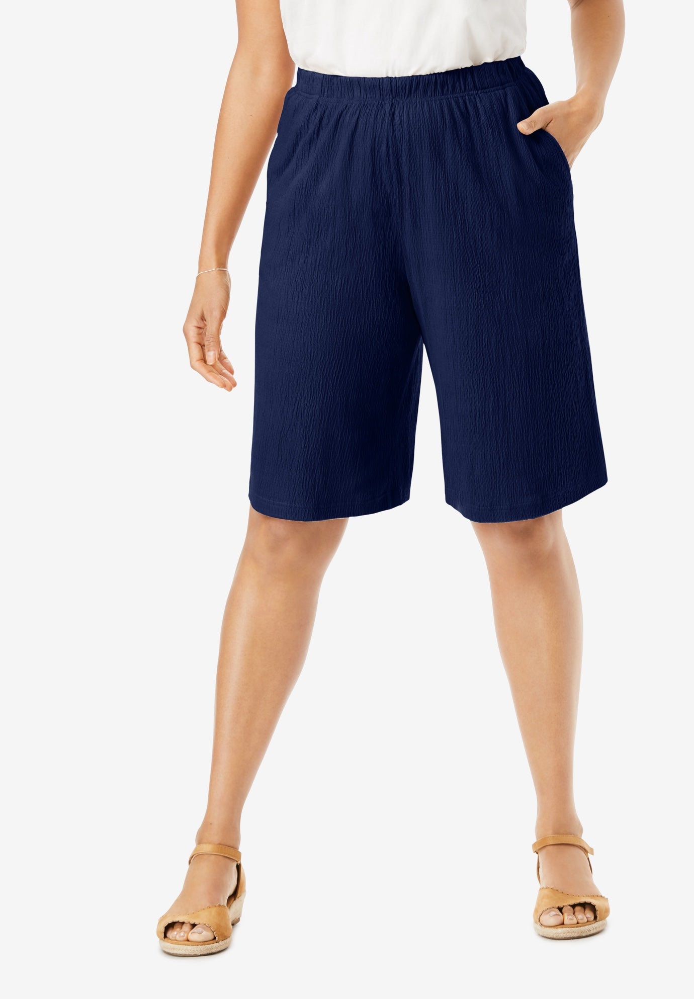 ElasticWaist Knit Gauze Shorts Fullbeauty Outlet