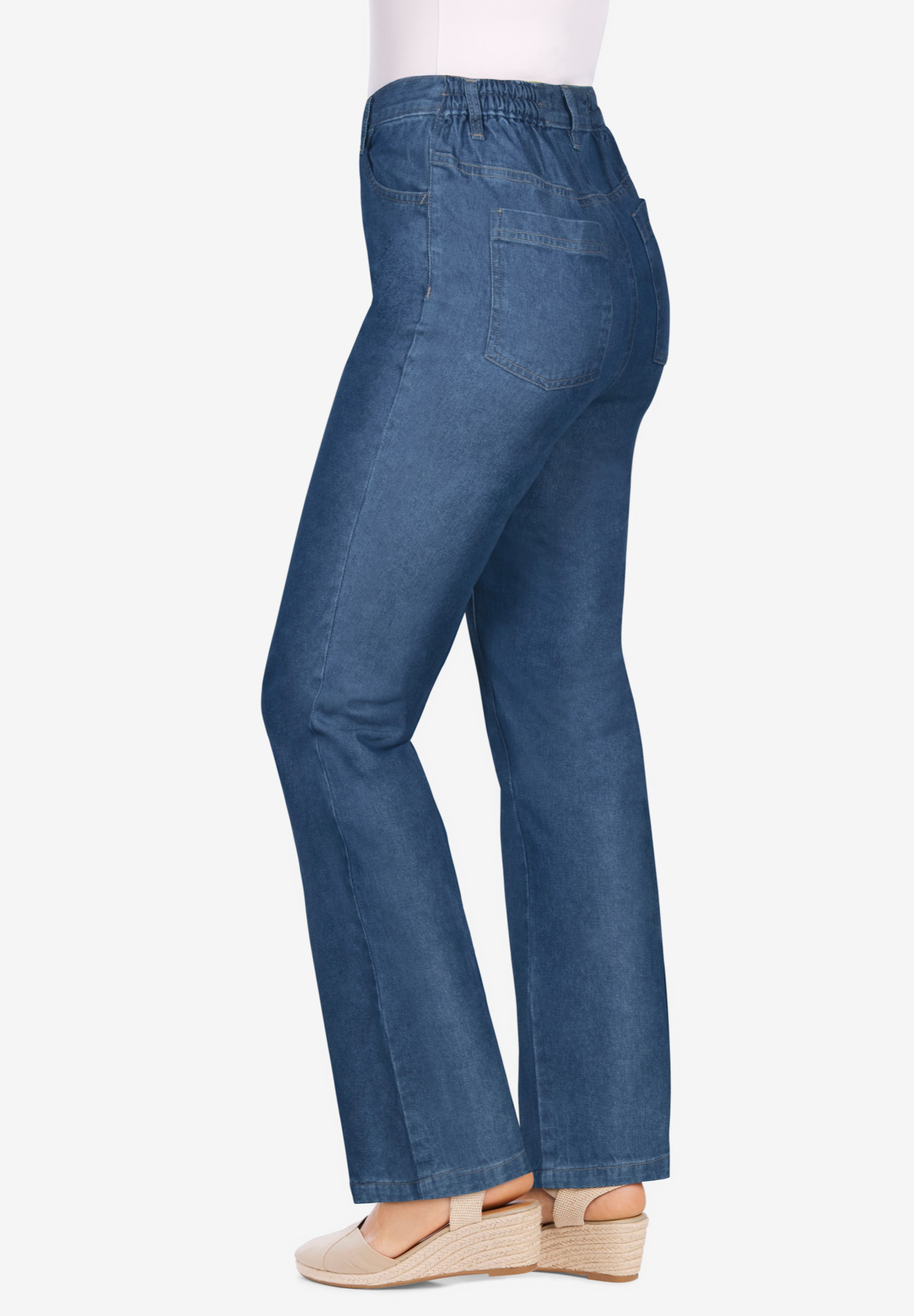 Side-Elastic Straight Leg Cotton Jean| Plus Size Straight Leg Jeans ...