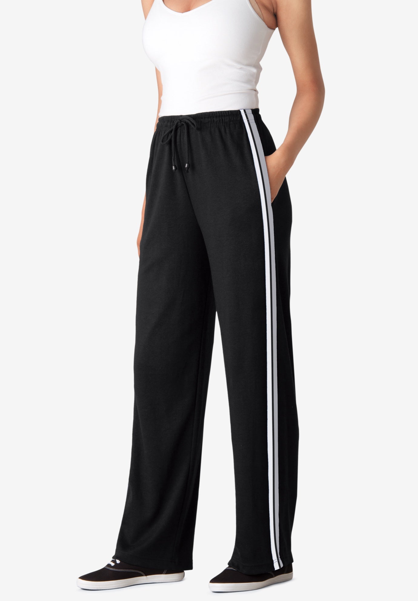 Sporty trousers with side stripe clearance