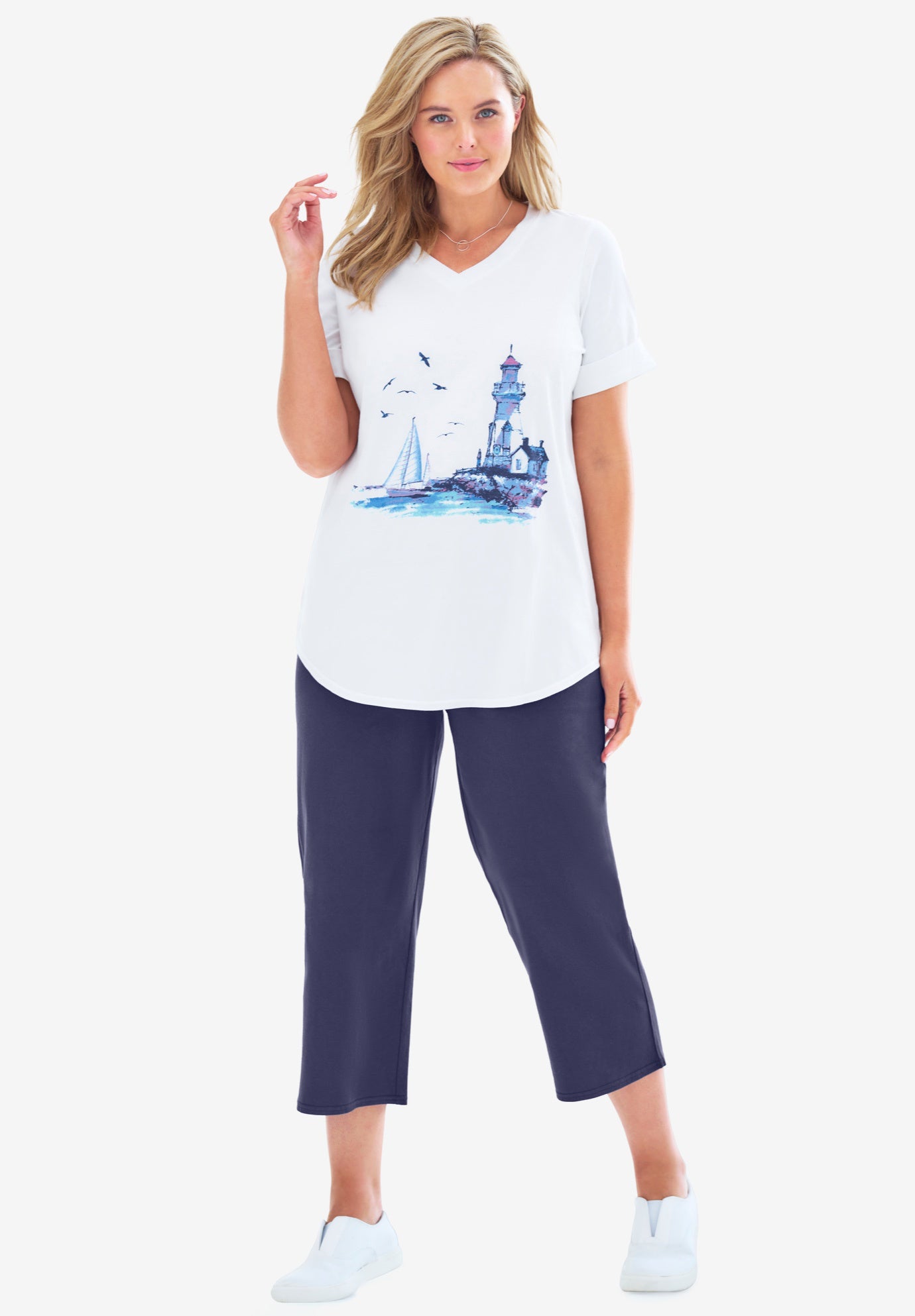 TwoPiece VNeck Tunic & Capri Set Fullbeauty Outlet