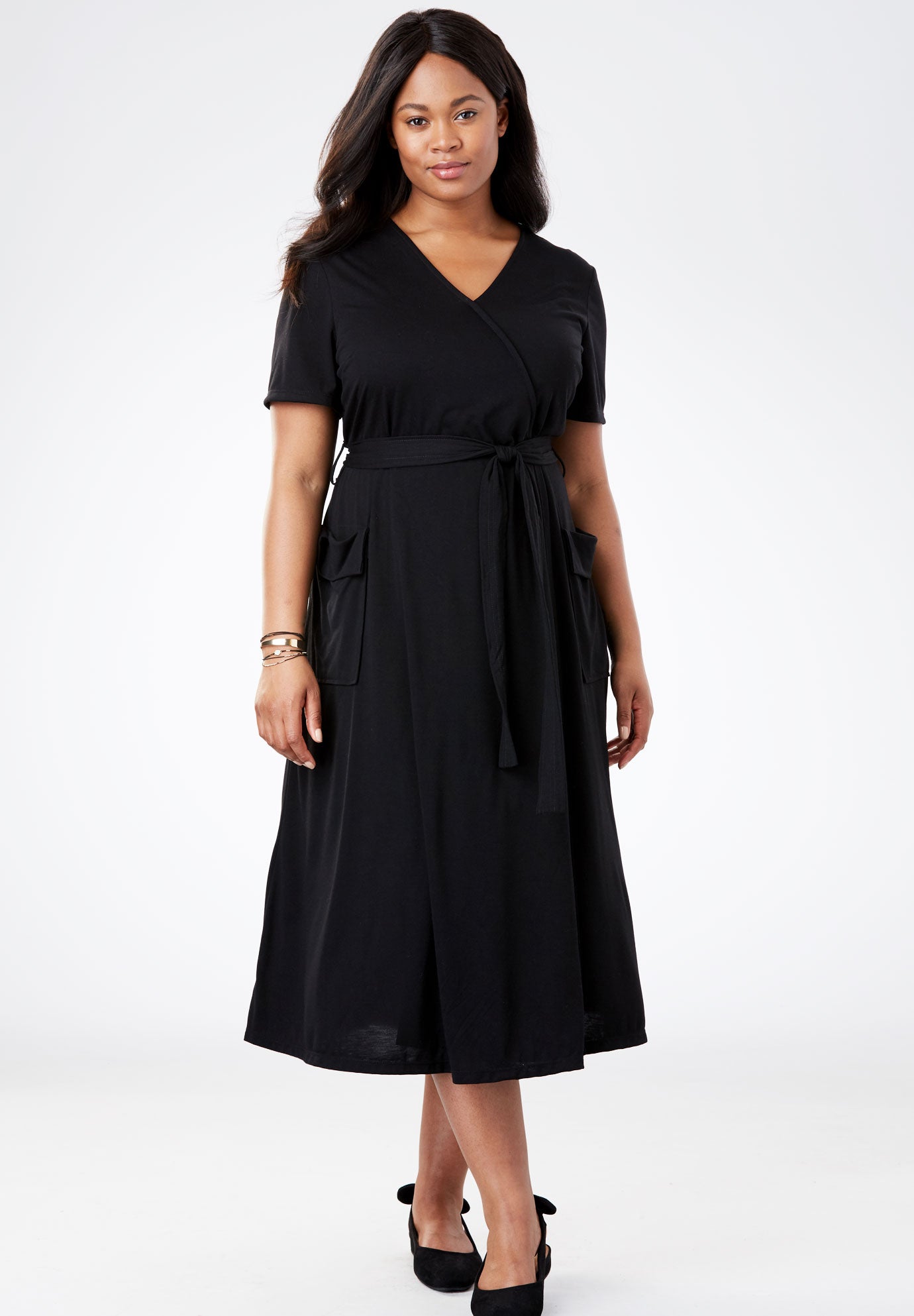 midi plus size black dresses