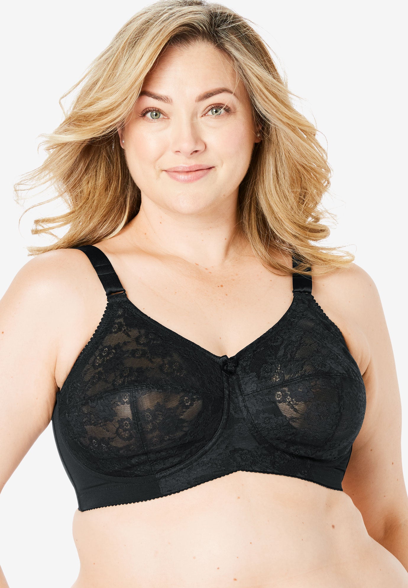 Full coverage lace softcup bra by Elila® Fullbeauty Outlet