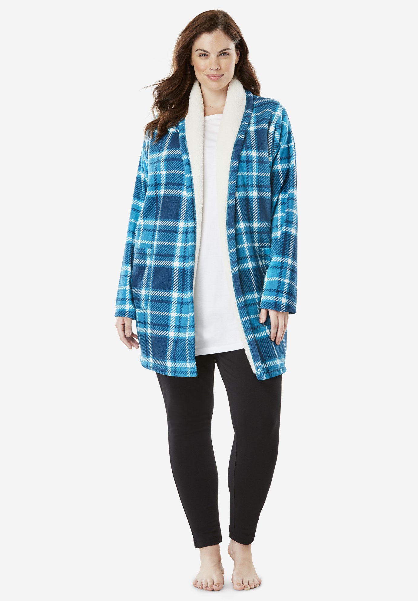 Fleece Bed Jacket by Dreams & Co.® Plus Size Lounge Separates Full
