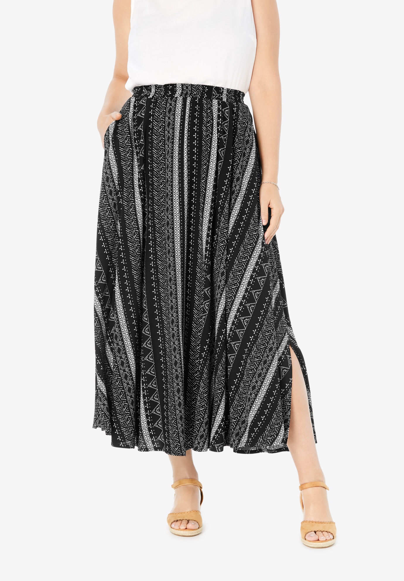 Pull-On Elastic Waist Soft Maxi Skirt | Fullbeauty