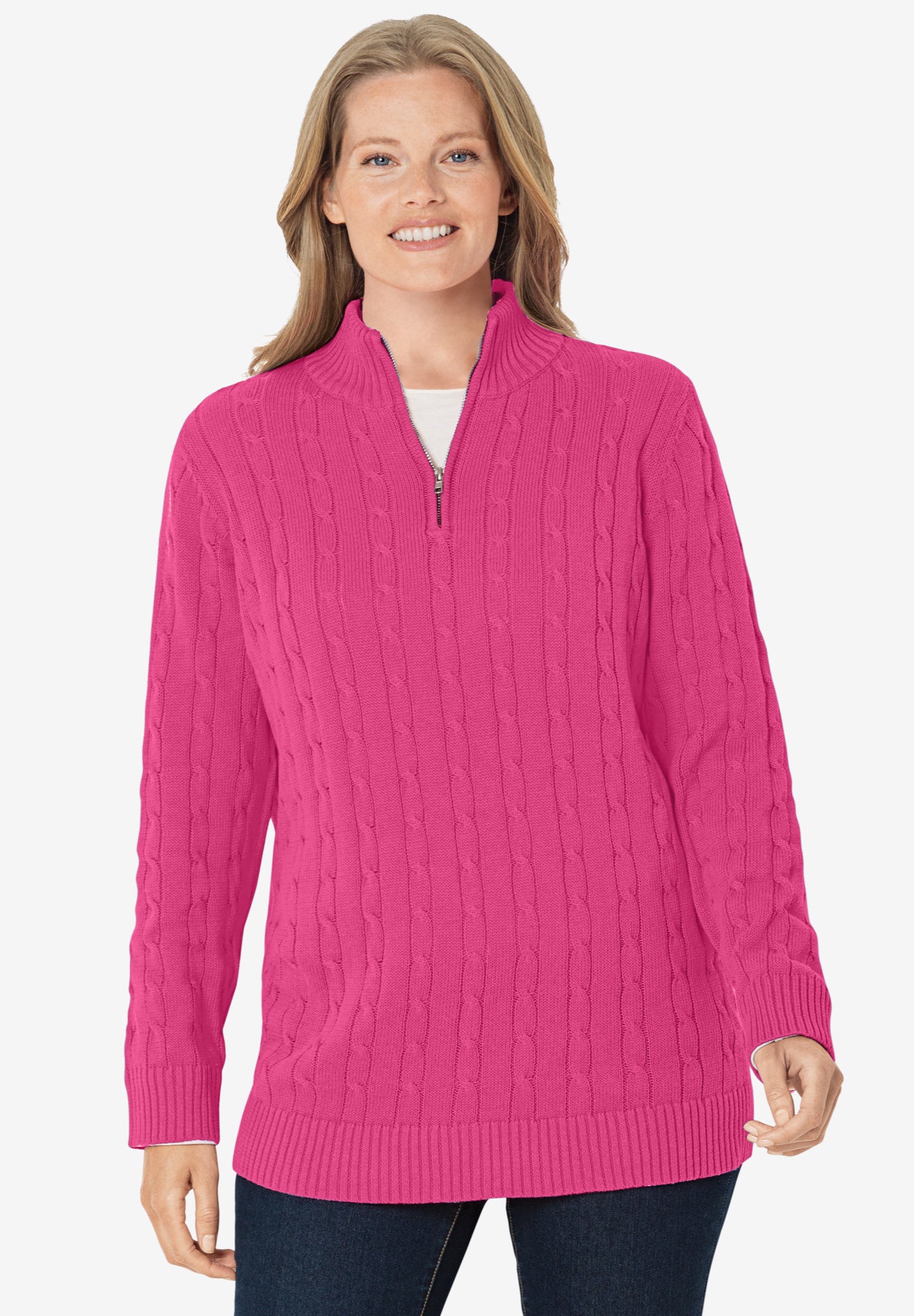 Cable Knit Half-Zip Pullover Sweater 