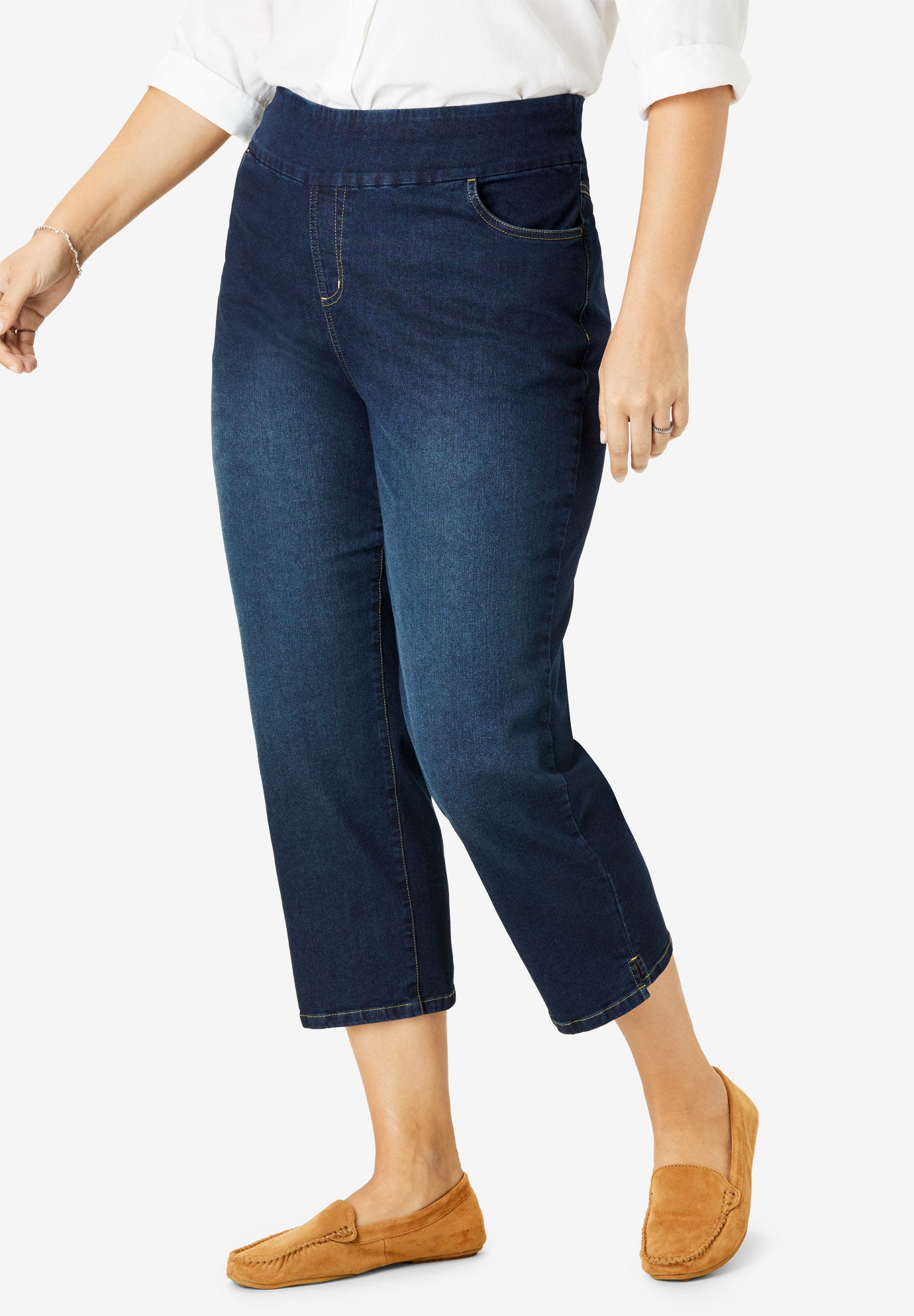 Pull-On Denim Capri| Plus Size Capris & Shorts | Fullbeauty