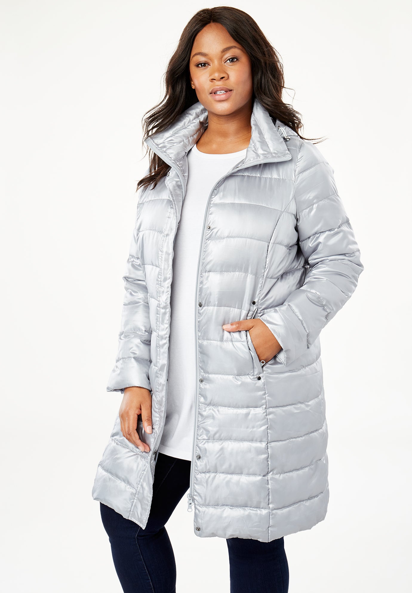 Long Packable Puffer Jacket Plus Size Jackets & Blazers Full Beauty