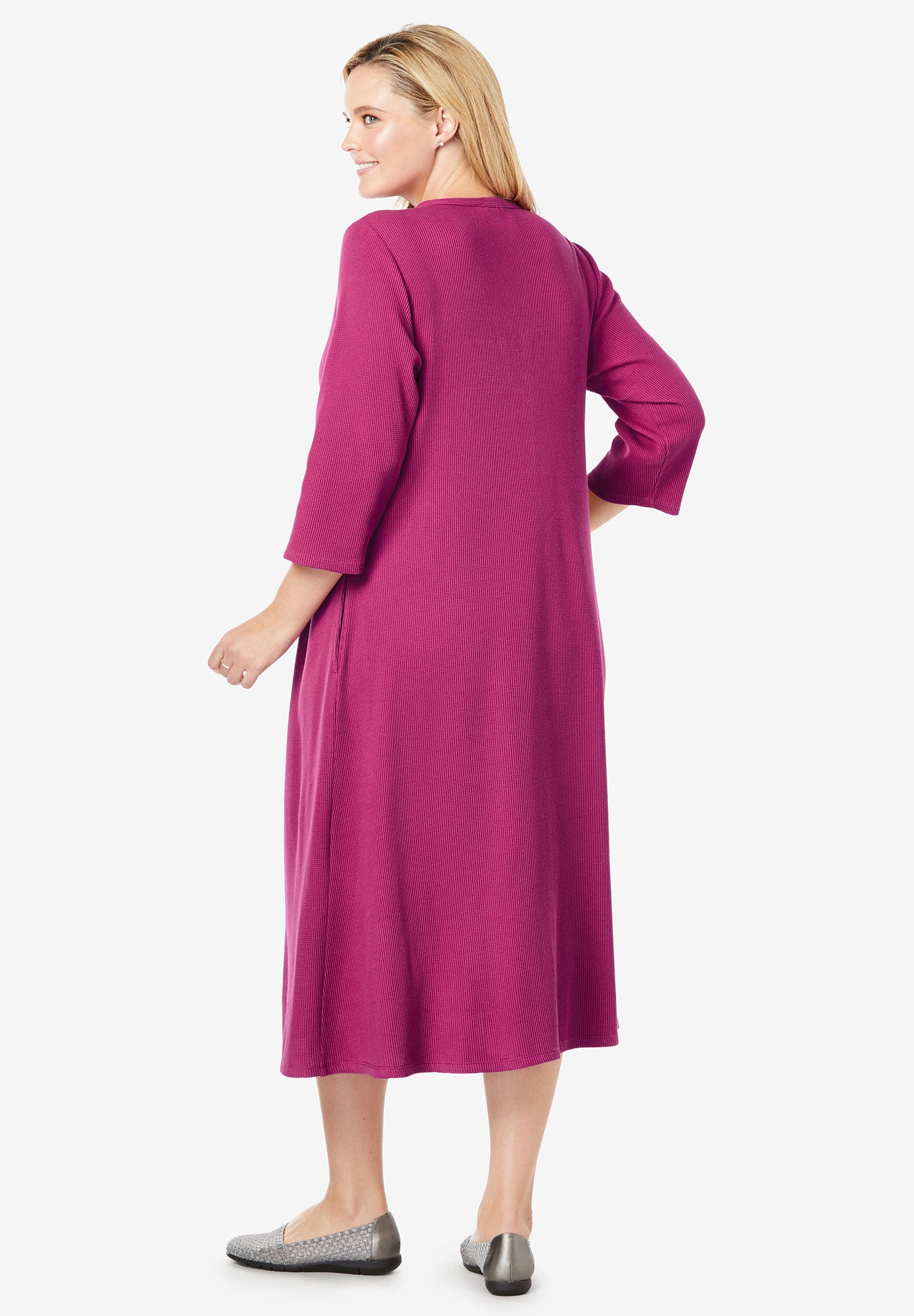 Embroidered Thermal Dress With ThreeQuarter Sleeves Fullbeauty Outlet