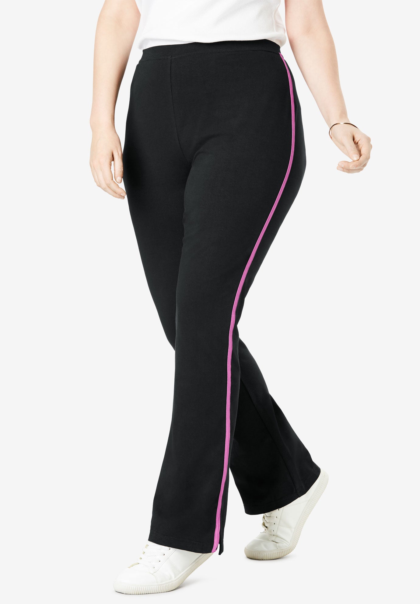 Stretch Cotton SideStripe Bootcut Yoga Pant Plus Size Active Bottoms