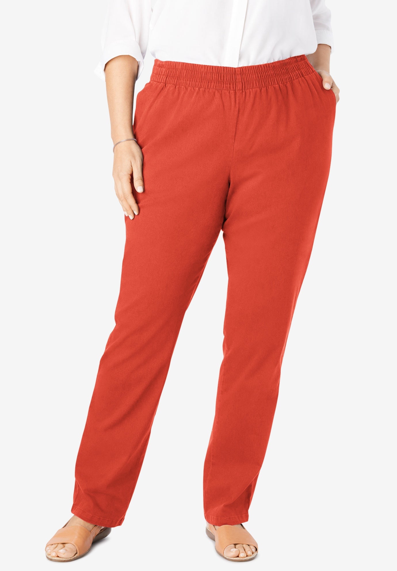 Elastic-Waist Straight Leg Chino Pant | Fullbeauty Outlet