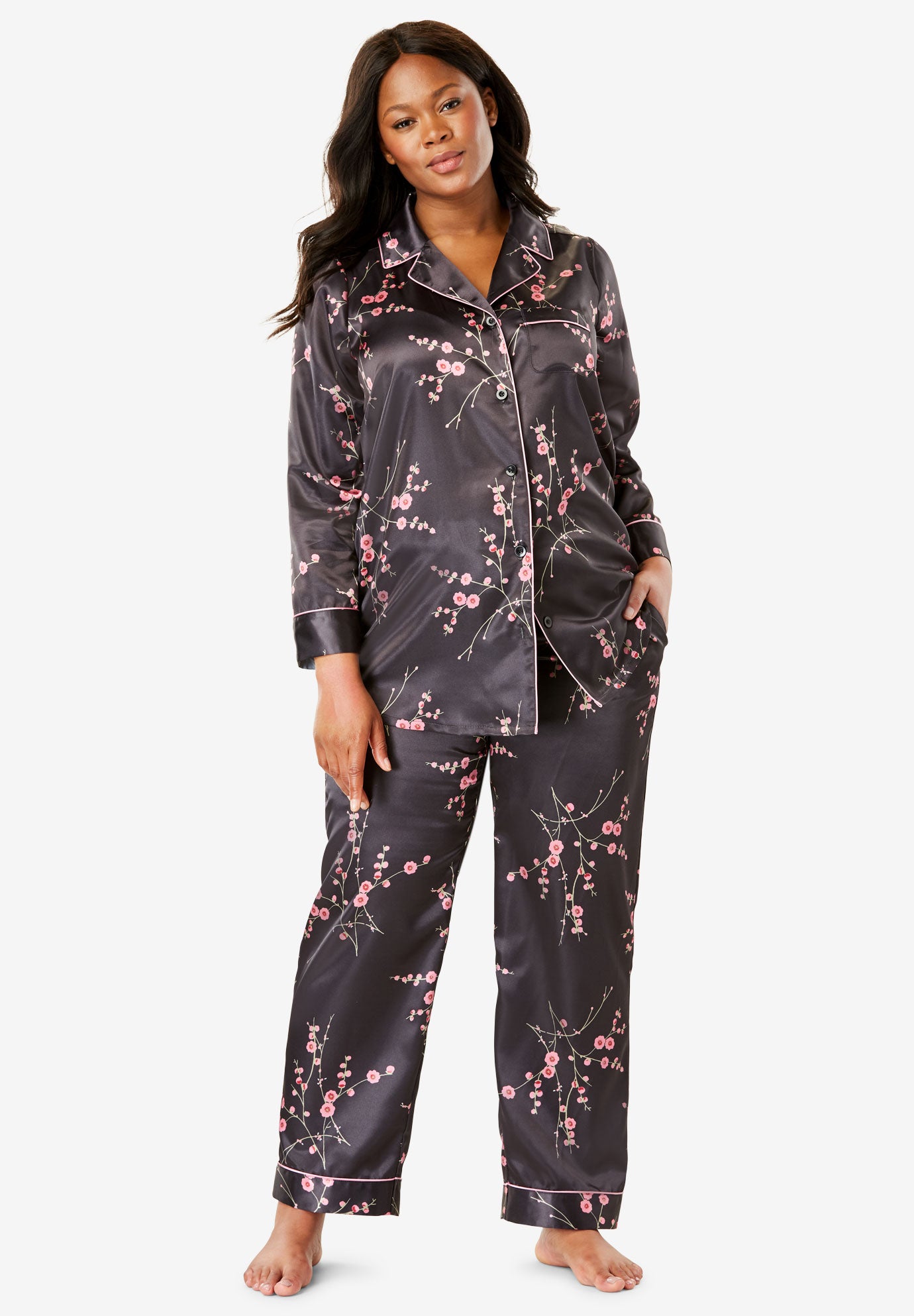 The Luxe Satin Pajama Set by Amoureuse® Plus Size Sleepwear Fullbeauty