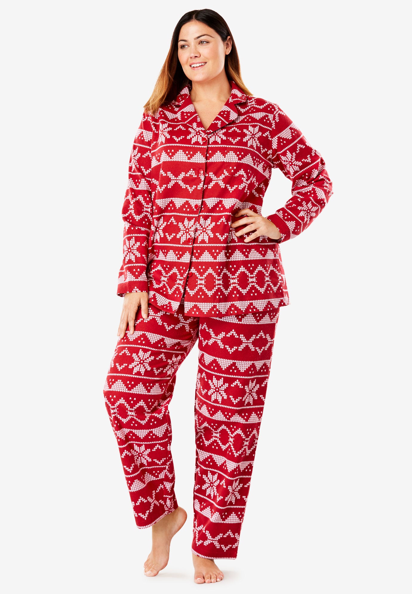 Classic Flannel Pajama Set by Dreams & Co.® Plus Size Sleepwear