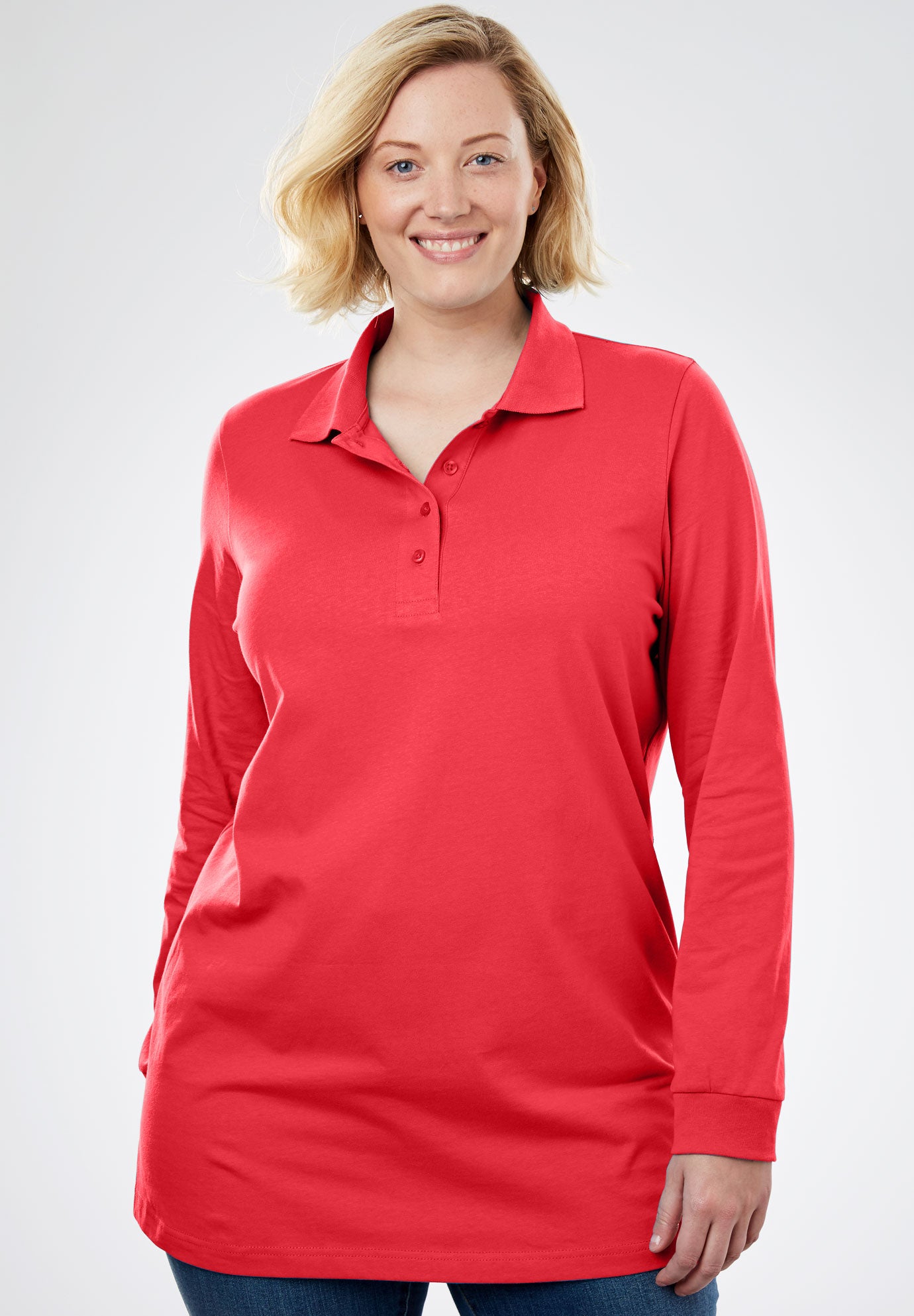 Long Sleeve Polo Tee | Plus Size Tops & Tees | Full Beauty