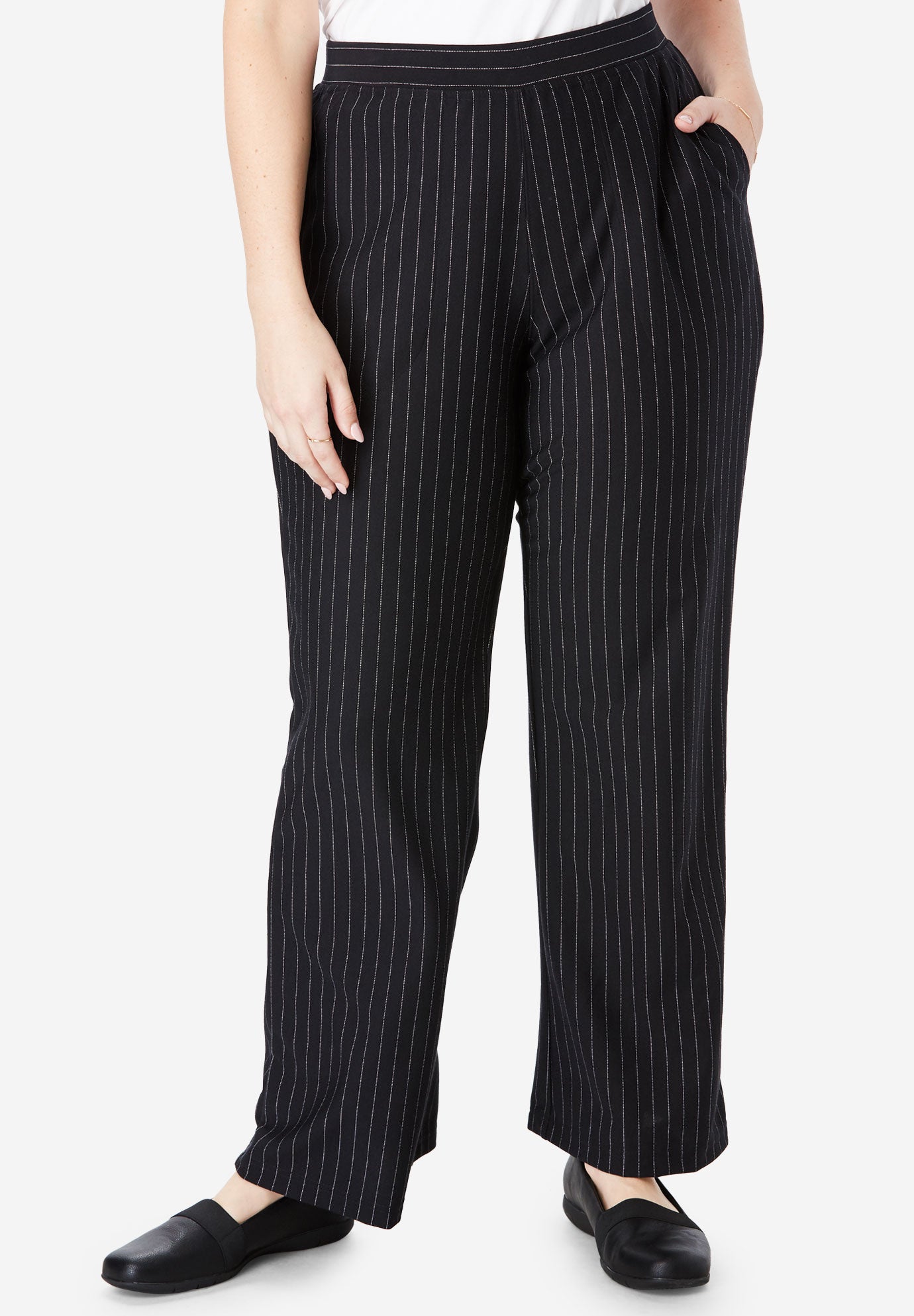 Wide Leg Ponte Knit Pant Plus Size Casual Pants Full Beauty