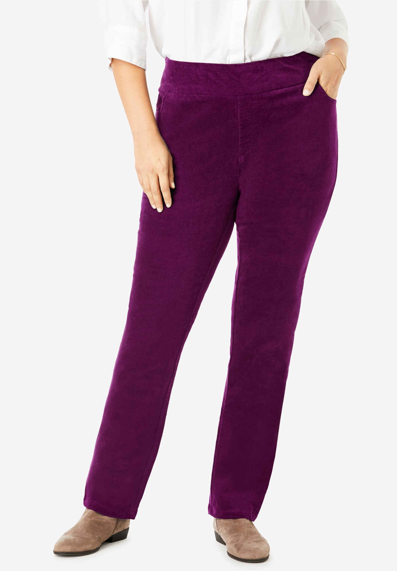 Pull-On Straight Leg Corduroy Pant| Plus Size Pants | Fullbeauty