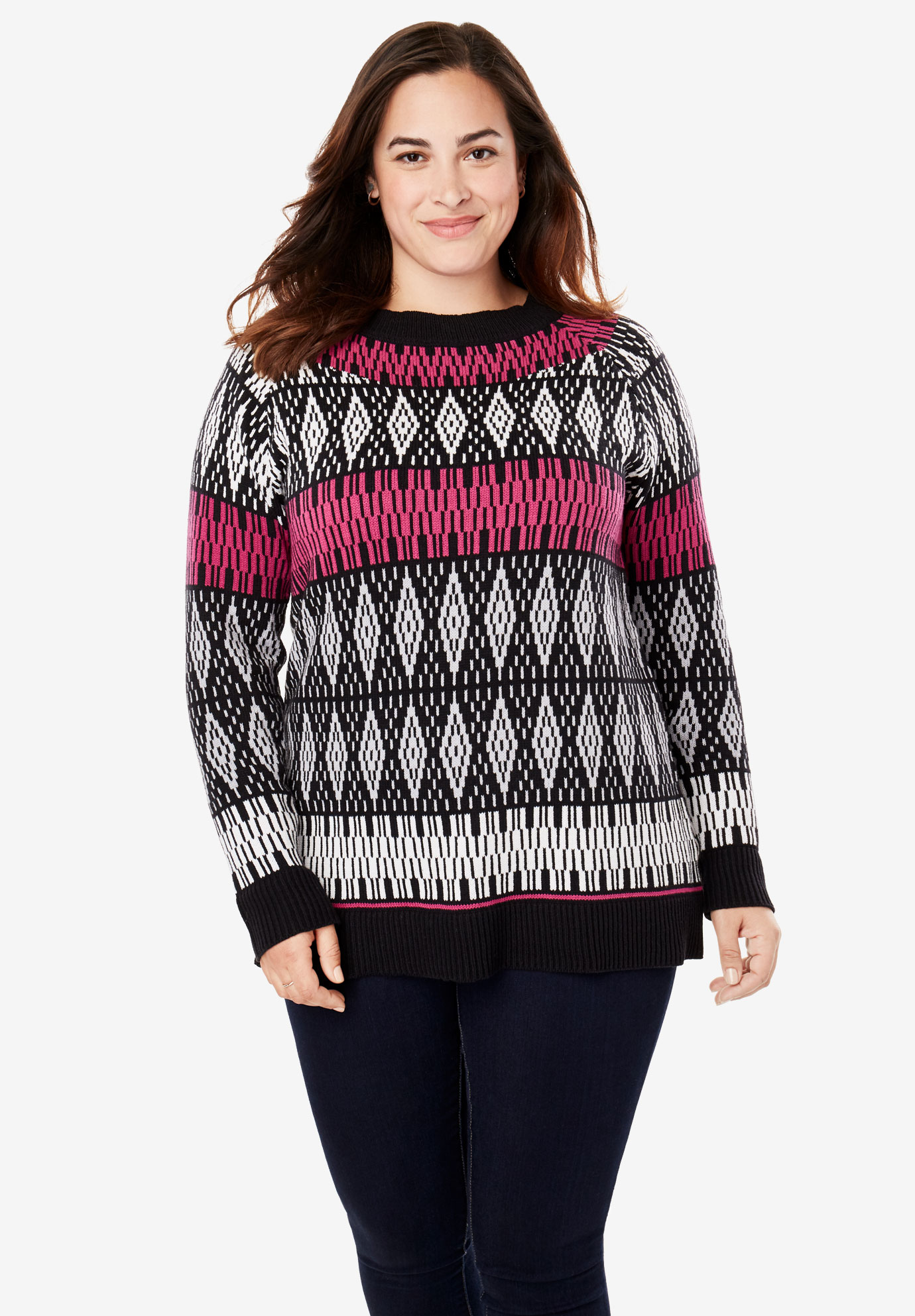 Fair Isle Knit Pullover Sweater | Fullbeauty Outlet