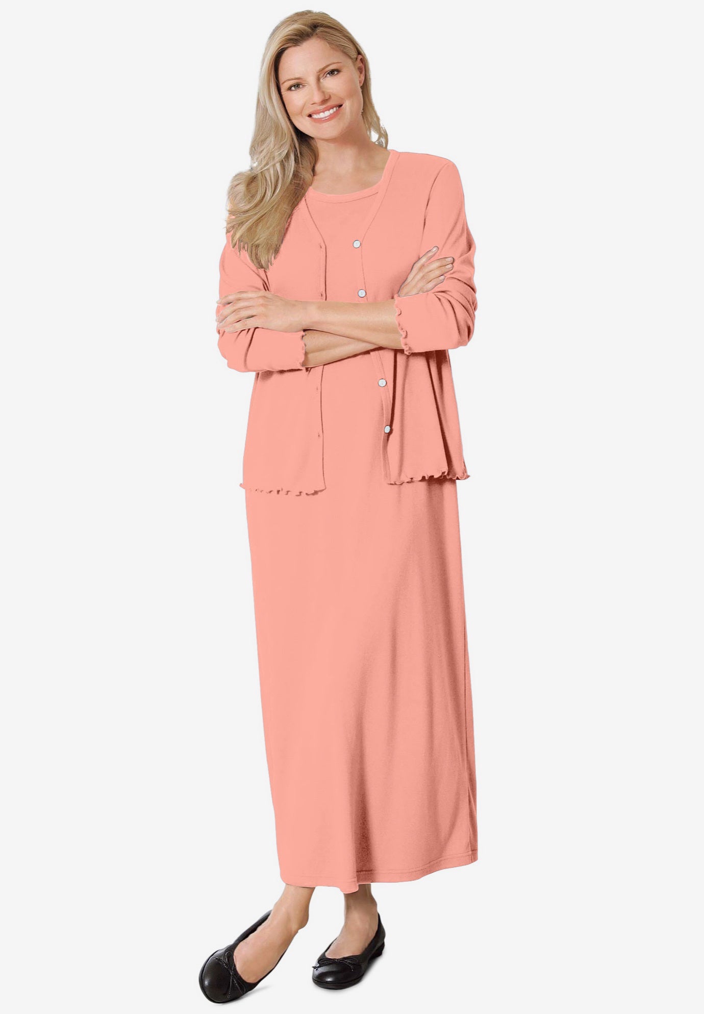 Lettuce Trim Knit Jacket Dress Fullbeauty Outlet