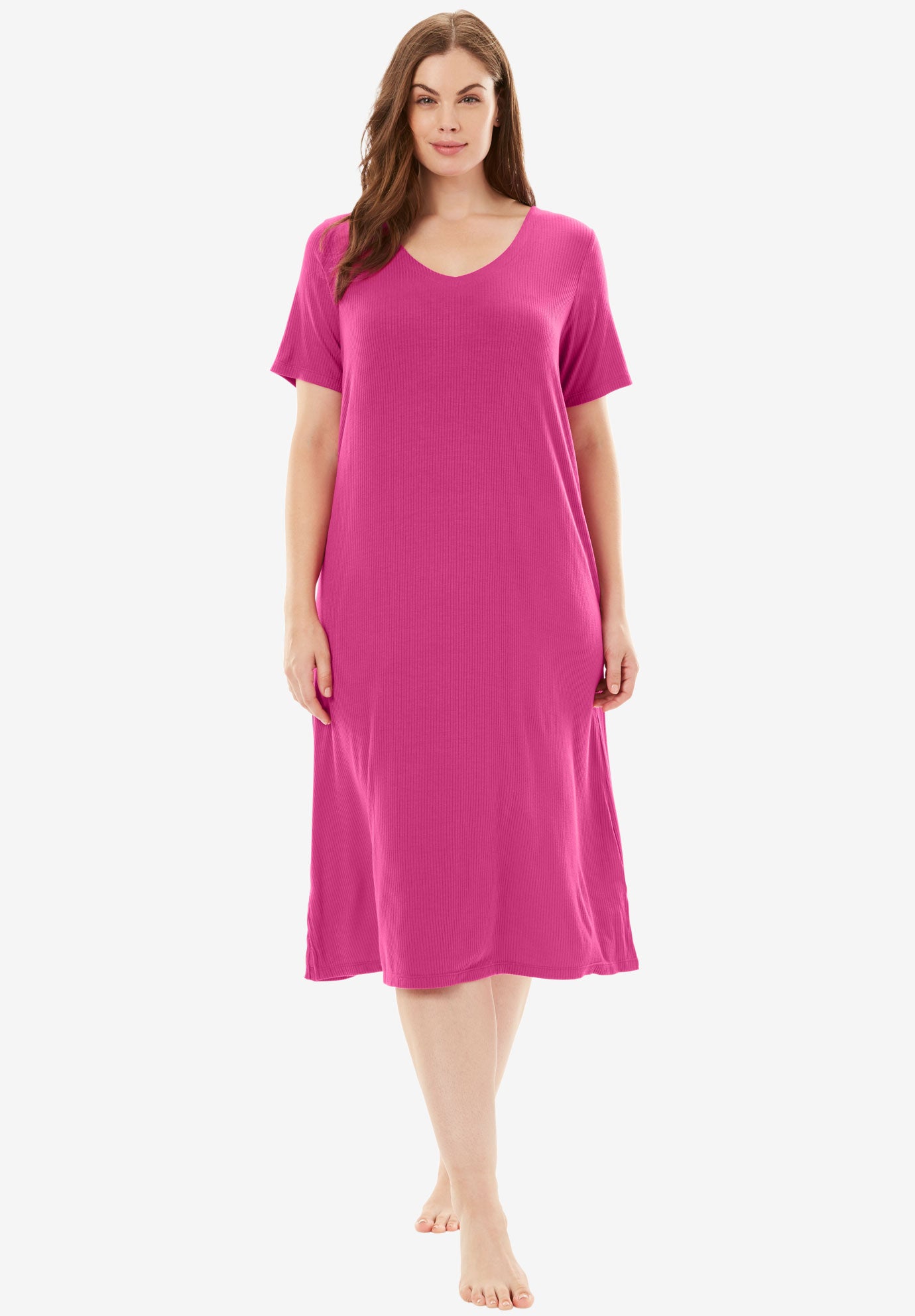 Ribbed Short Lounge Dress by Dreams & Co.® Fullbeauty Outlet