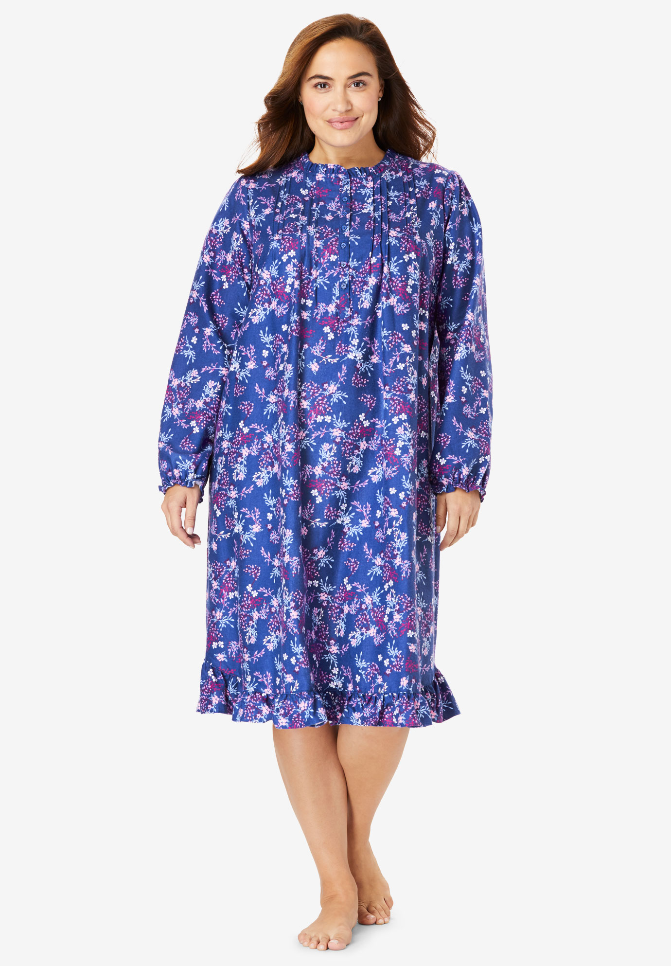 Cotton Flannel Print Short Gown by Only Necessities®| Plus Size ...