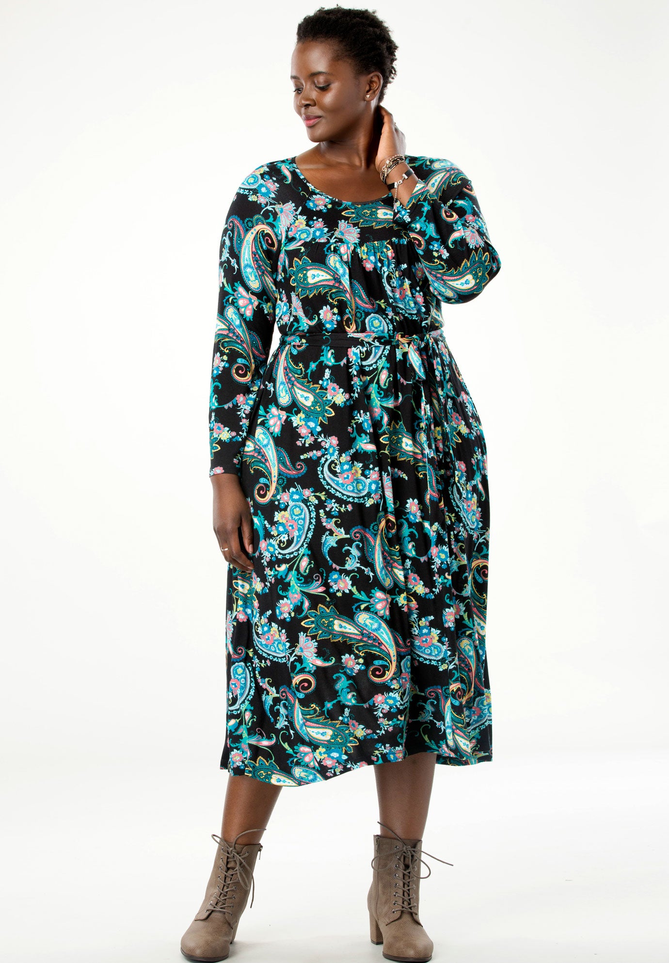 belted swing dress