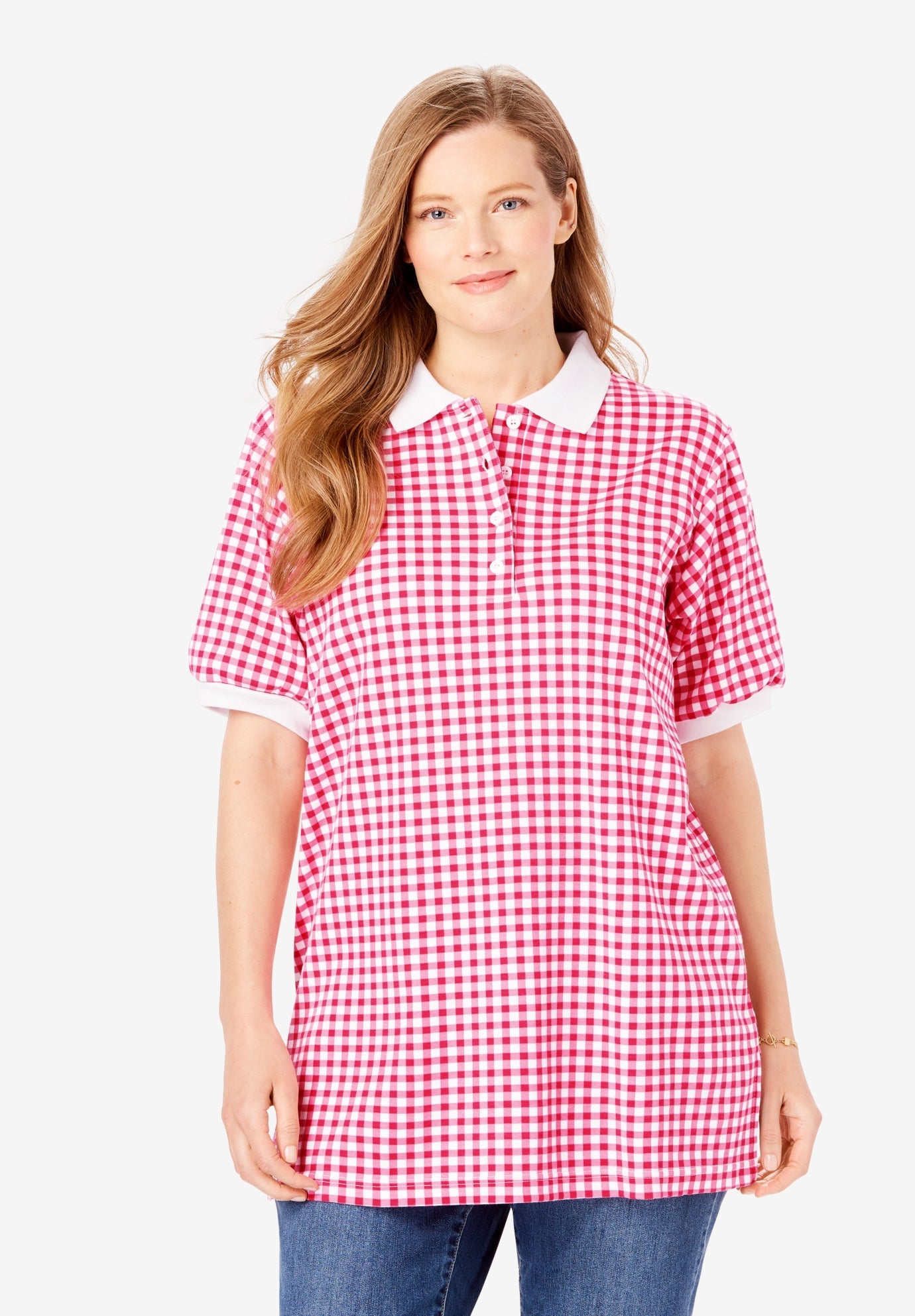 tunic length polo shirts
