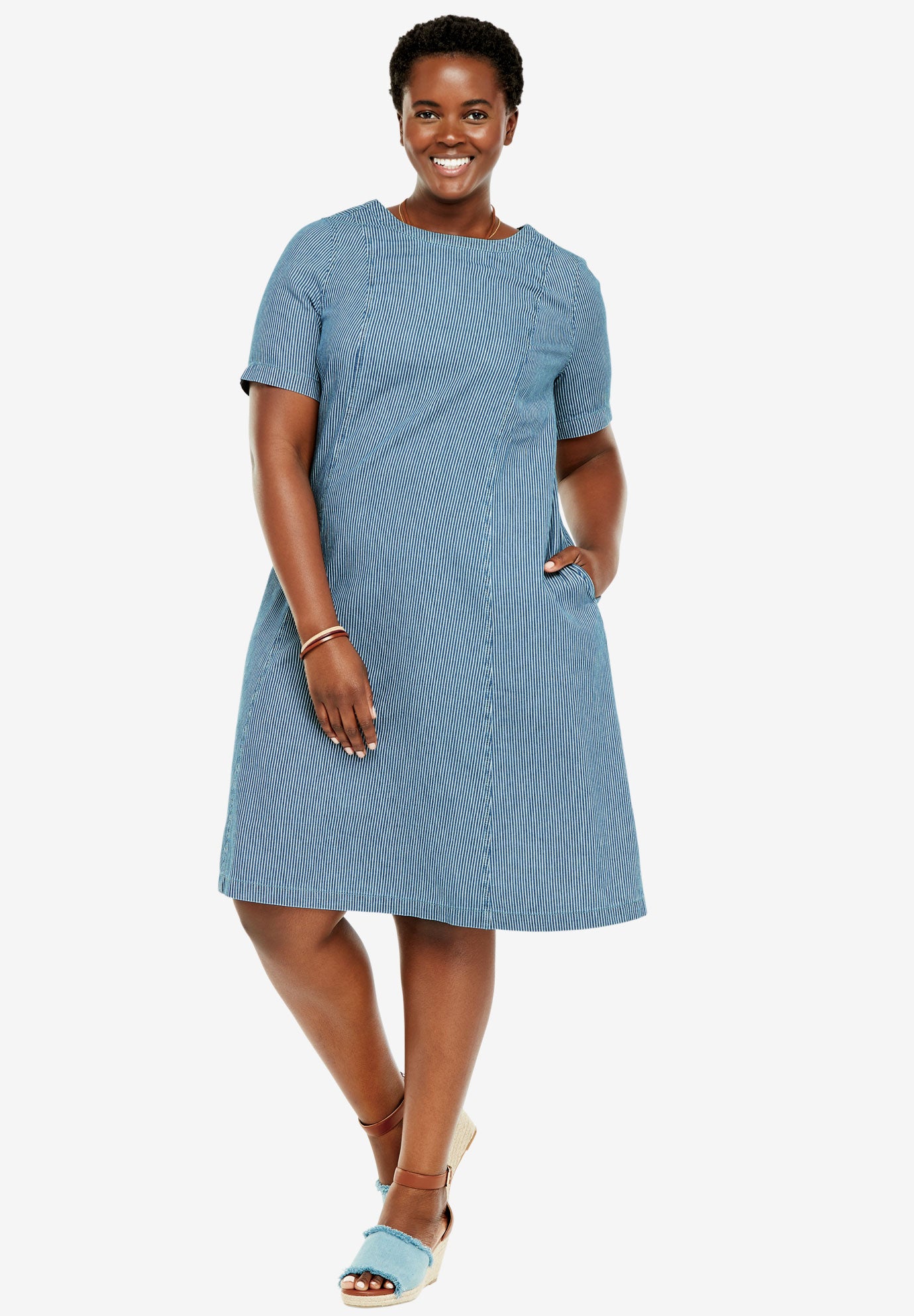 Back Button Denim DressBack Button Denim Dress Plus SizeCasual