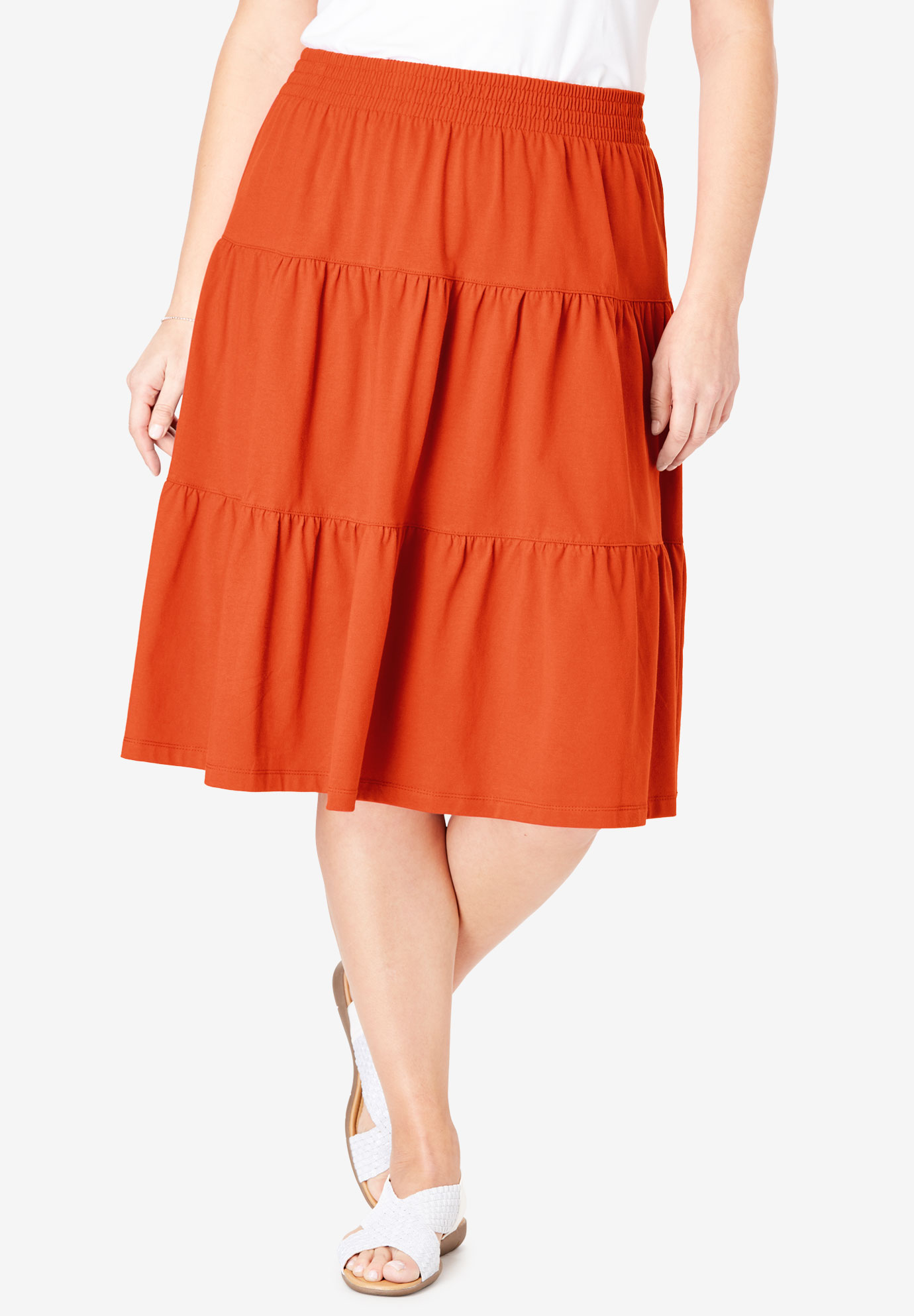 Jersey Knit Tiered Skirt| Plus Size Skirts | Fullbeauty
