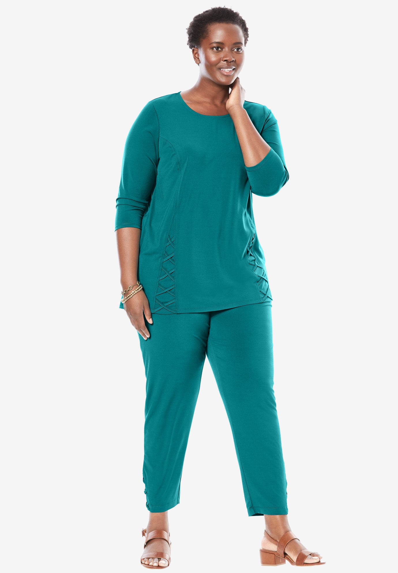 Laceup knit pants set Plus Size Sets Full Beauty