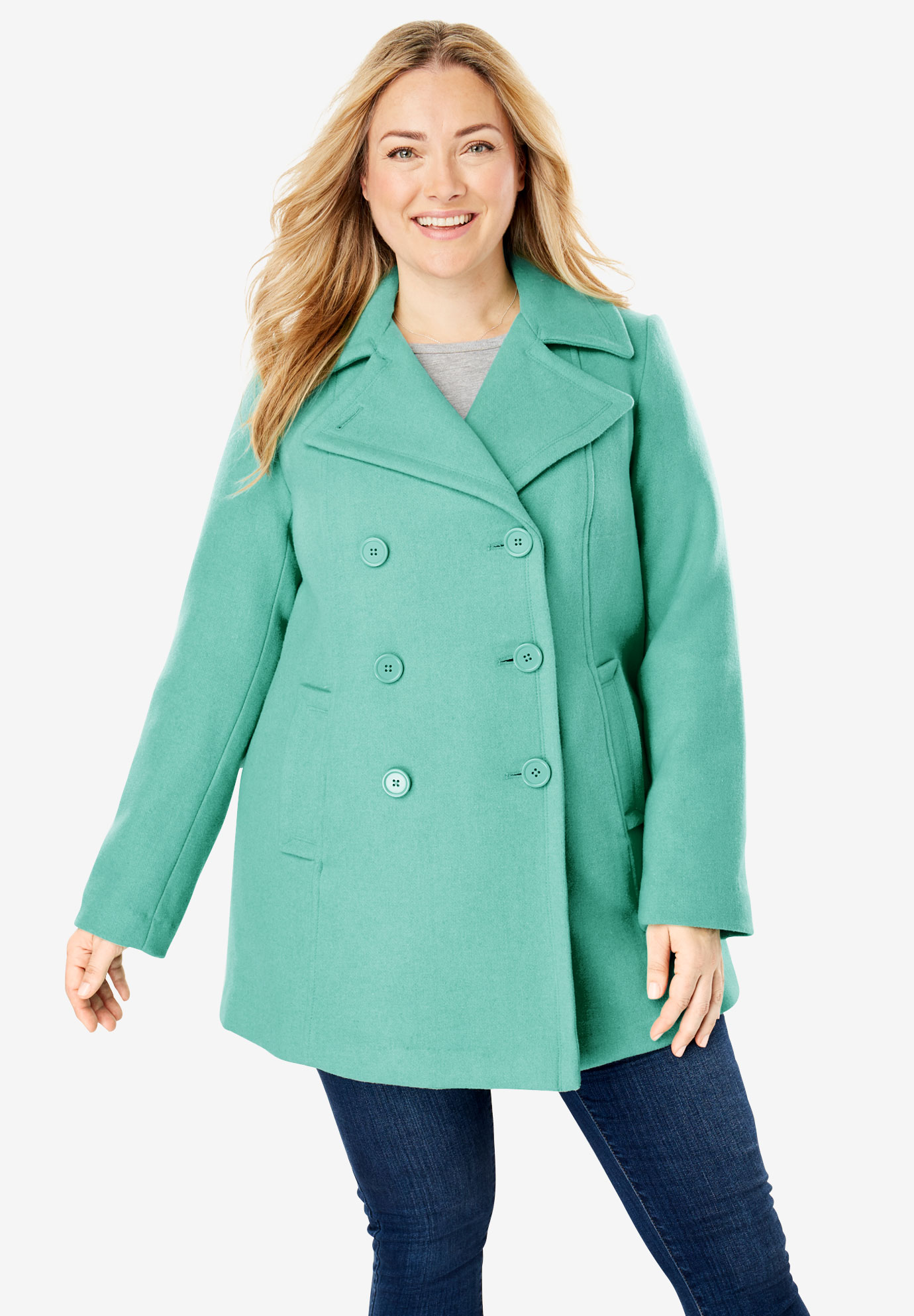 Wool-Blend Double-Breasted Peacoat | Plus Size Coats | Full Beauty