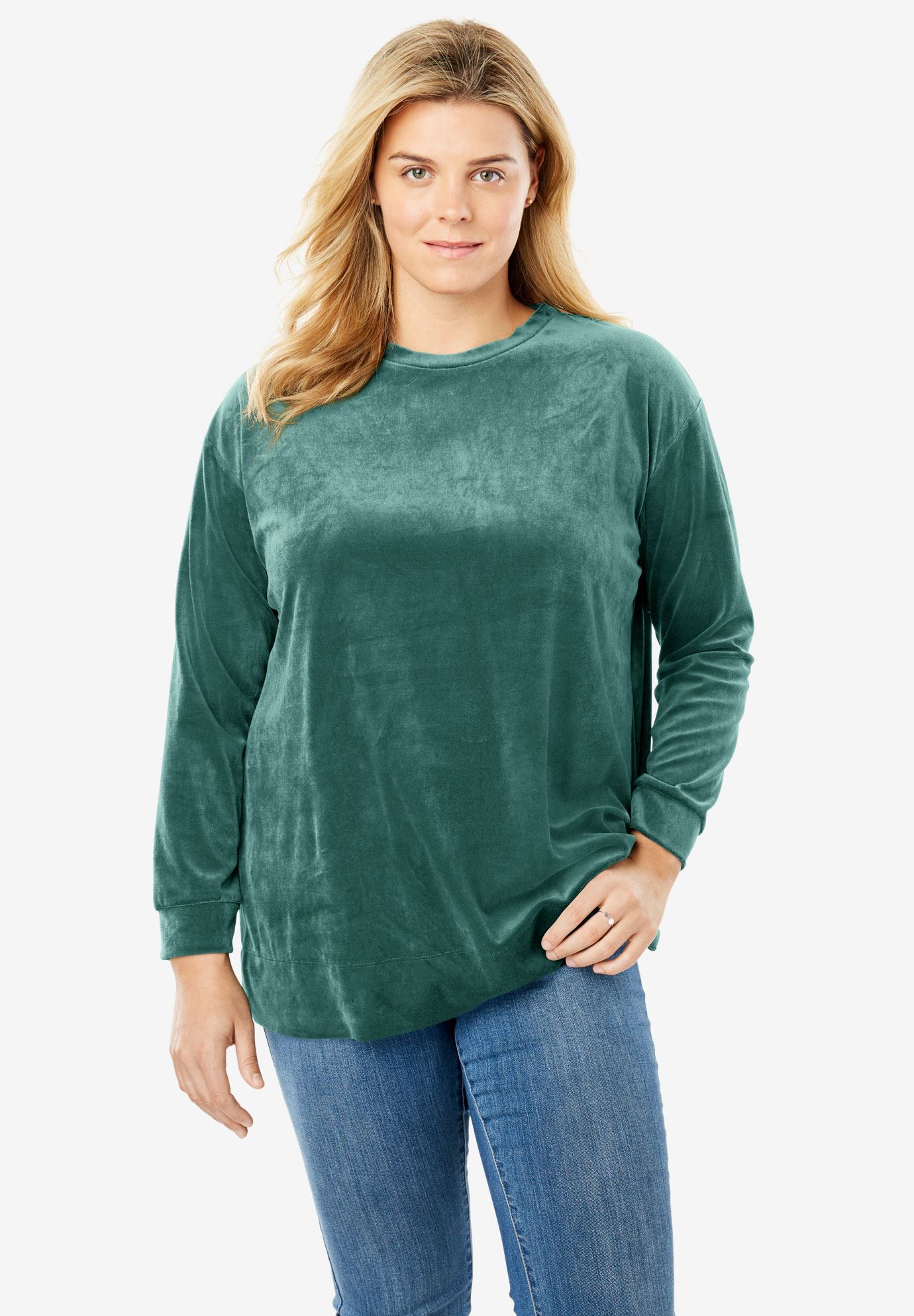Plush Velour Tunic Sweatshirt| Plus Size Tunics | Full Beauty