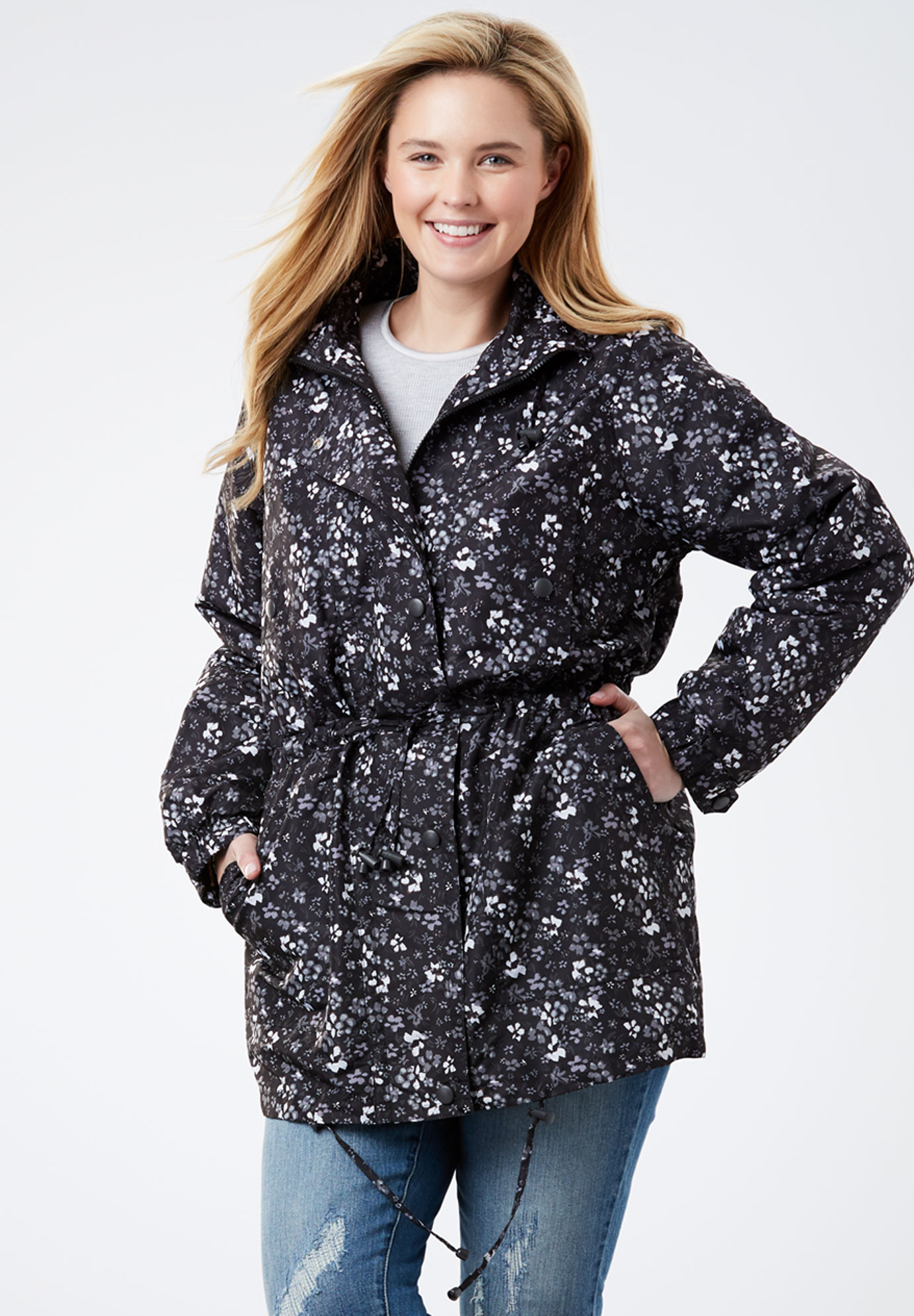 Fleece-Lined Taslon® Anorak | Plus Size Rainwear | Full Beauty
