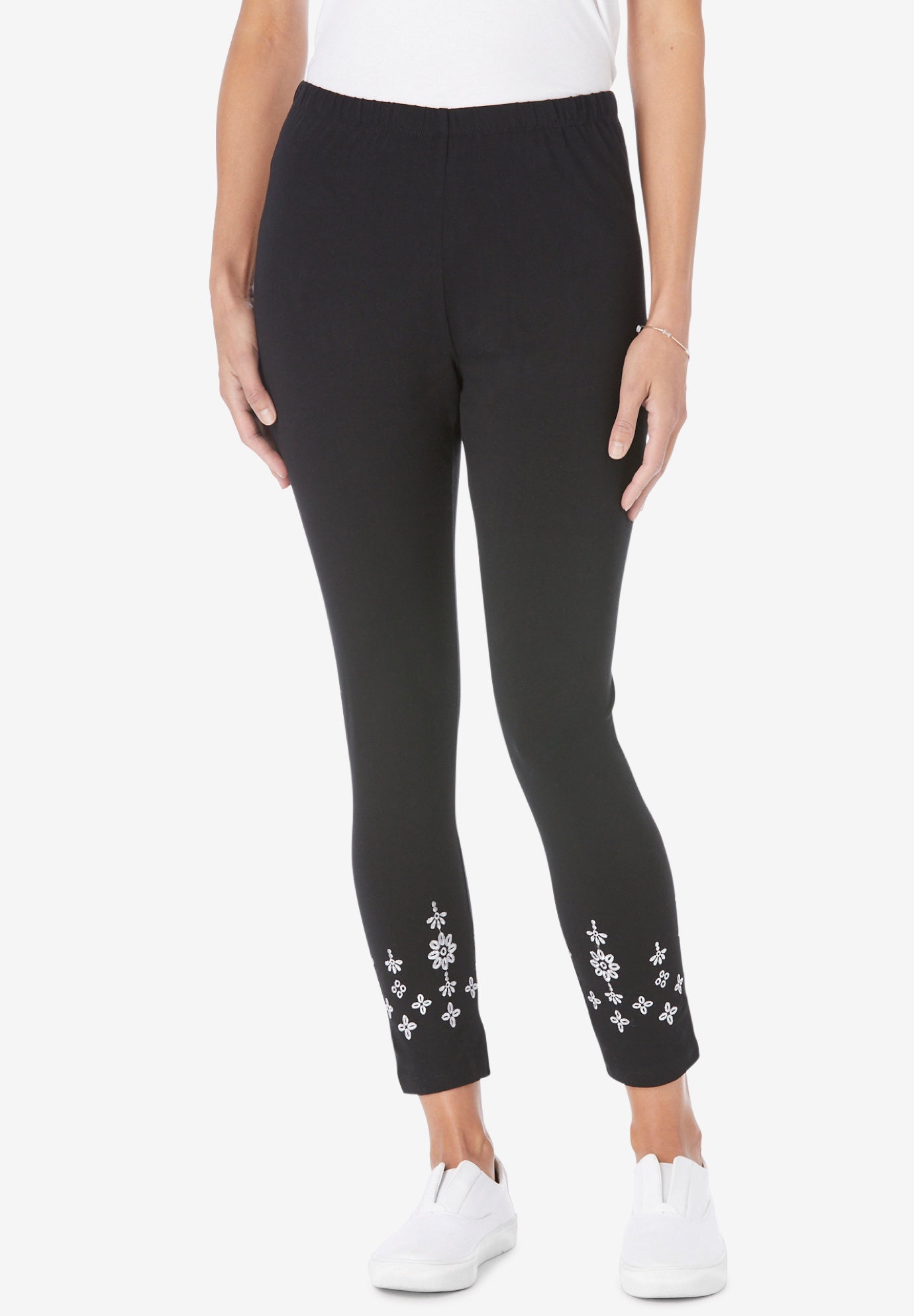 Stretch Cotton Knit Embroidered Legging Fullbeauty Outlet