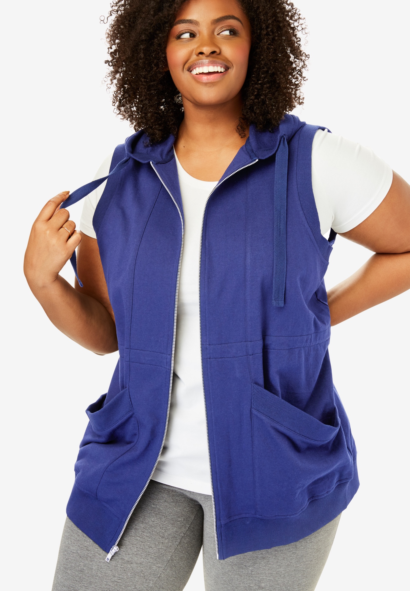 Zip-Front Hooded Tunic Vest | Fullbeauty Outlet