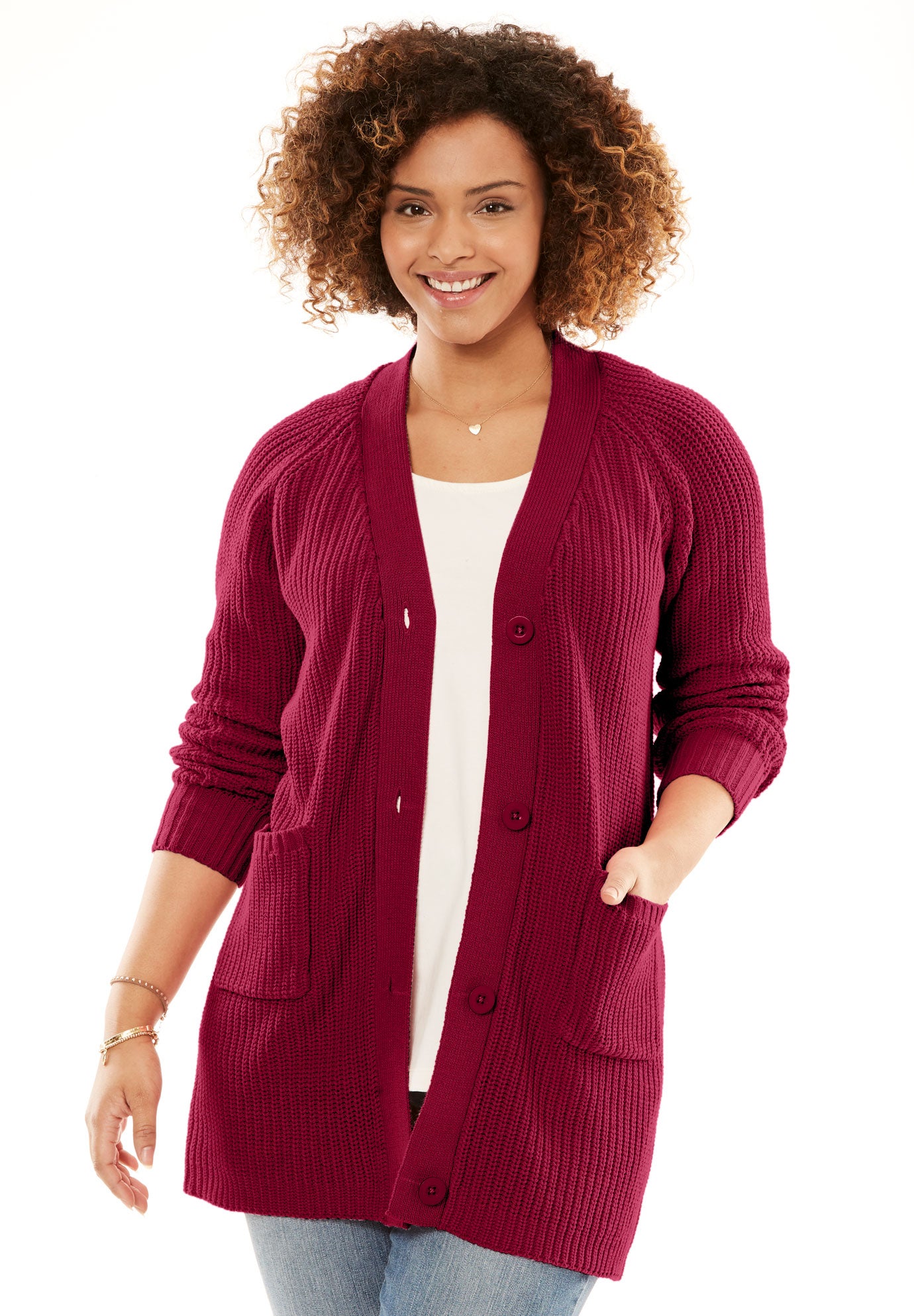 Button Front Shaker Cardigan | Plus Size Sweaters & Cardigans | Full Beauty