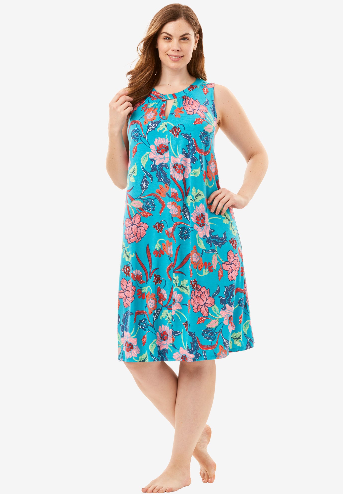 Printed Sleeveless Sleep Shirt by Dreams & Co® Plus Size Sleepwear Fullbeauty