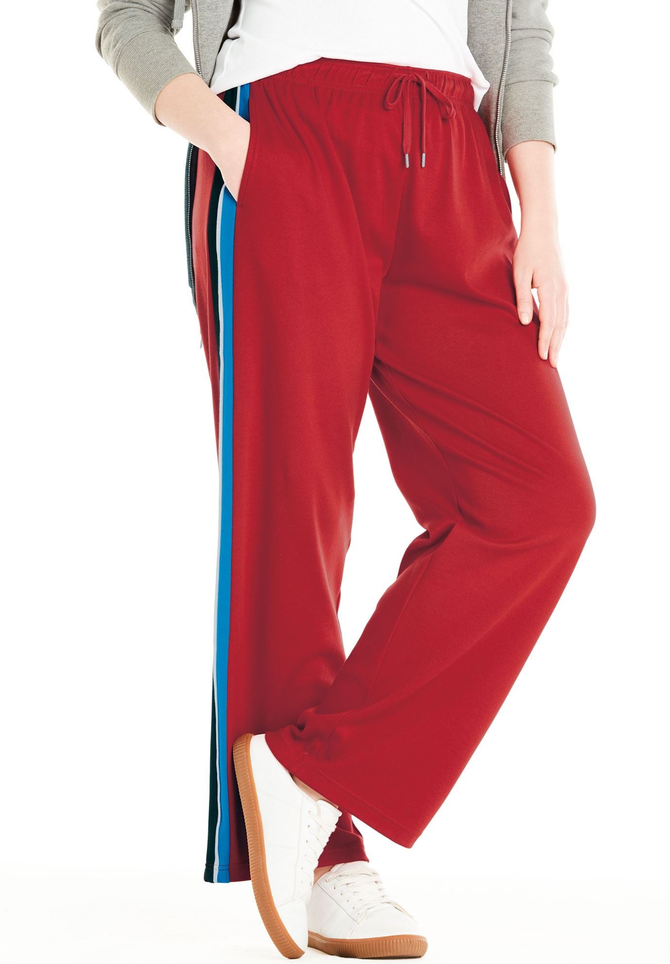 green side stripe pants