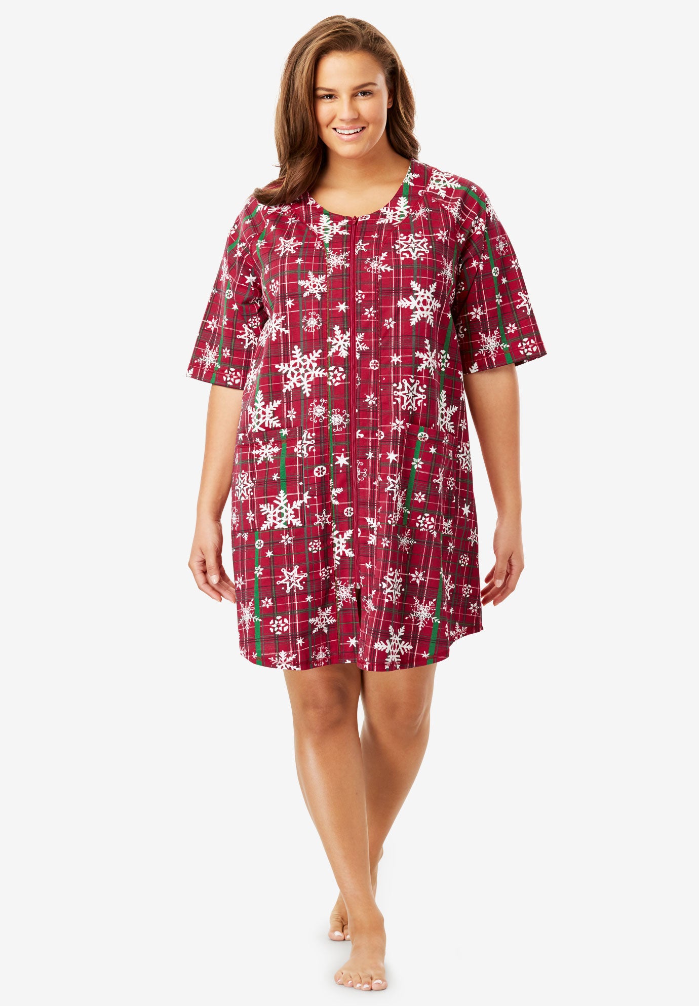 Short Sleeve French Terry Robe by Dreams & Co.®| Plus Size ...