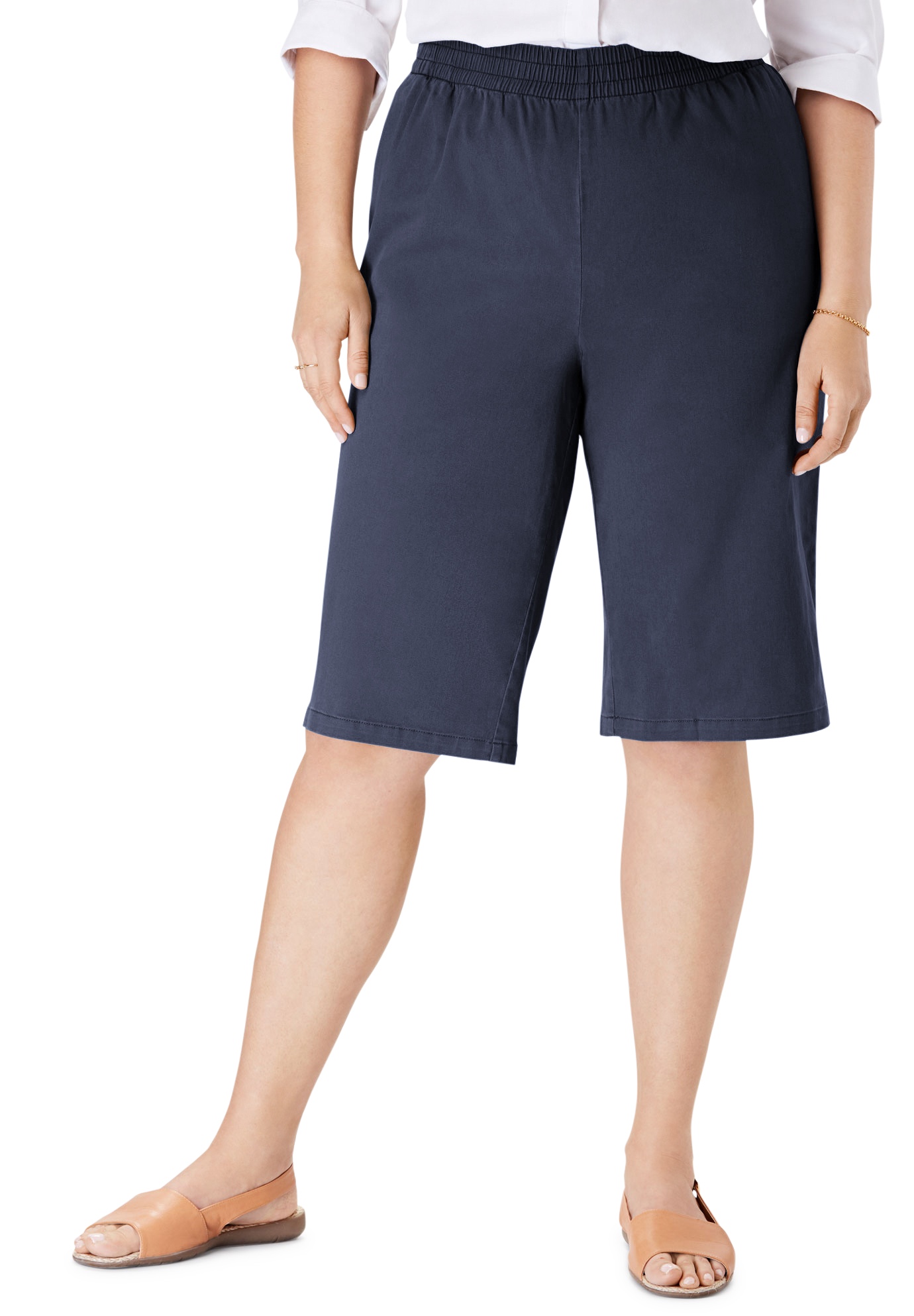 Elastic-Waist Chino Bermuda Short| Plus Size Capris & Shorts | Fullbeauty