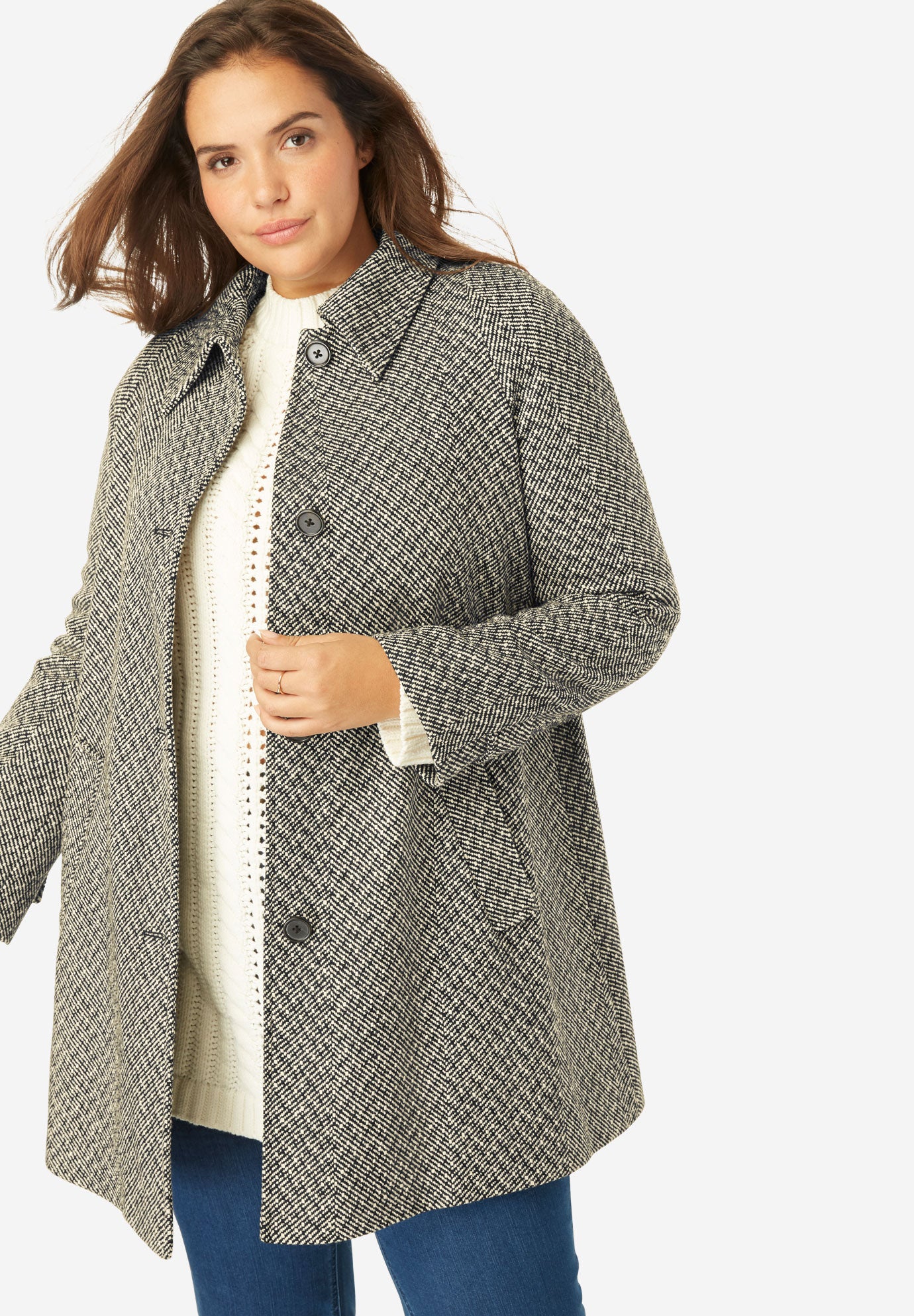 Ellos Womens Plus Size Quilted Zip Front Jacket