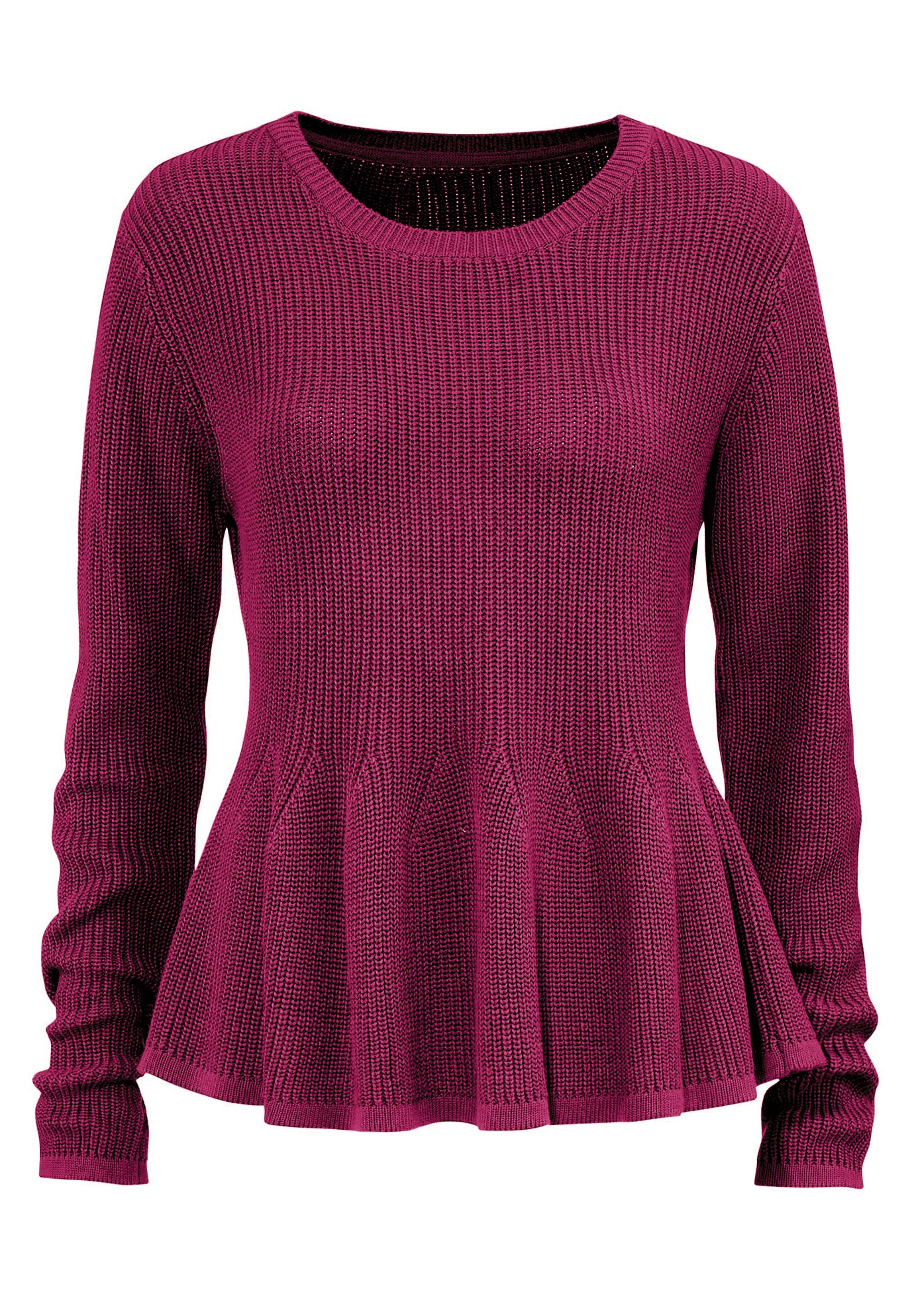 Long Sleeve Peplum Sweater by ellos® Plus Size Sweaters & Cardigans