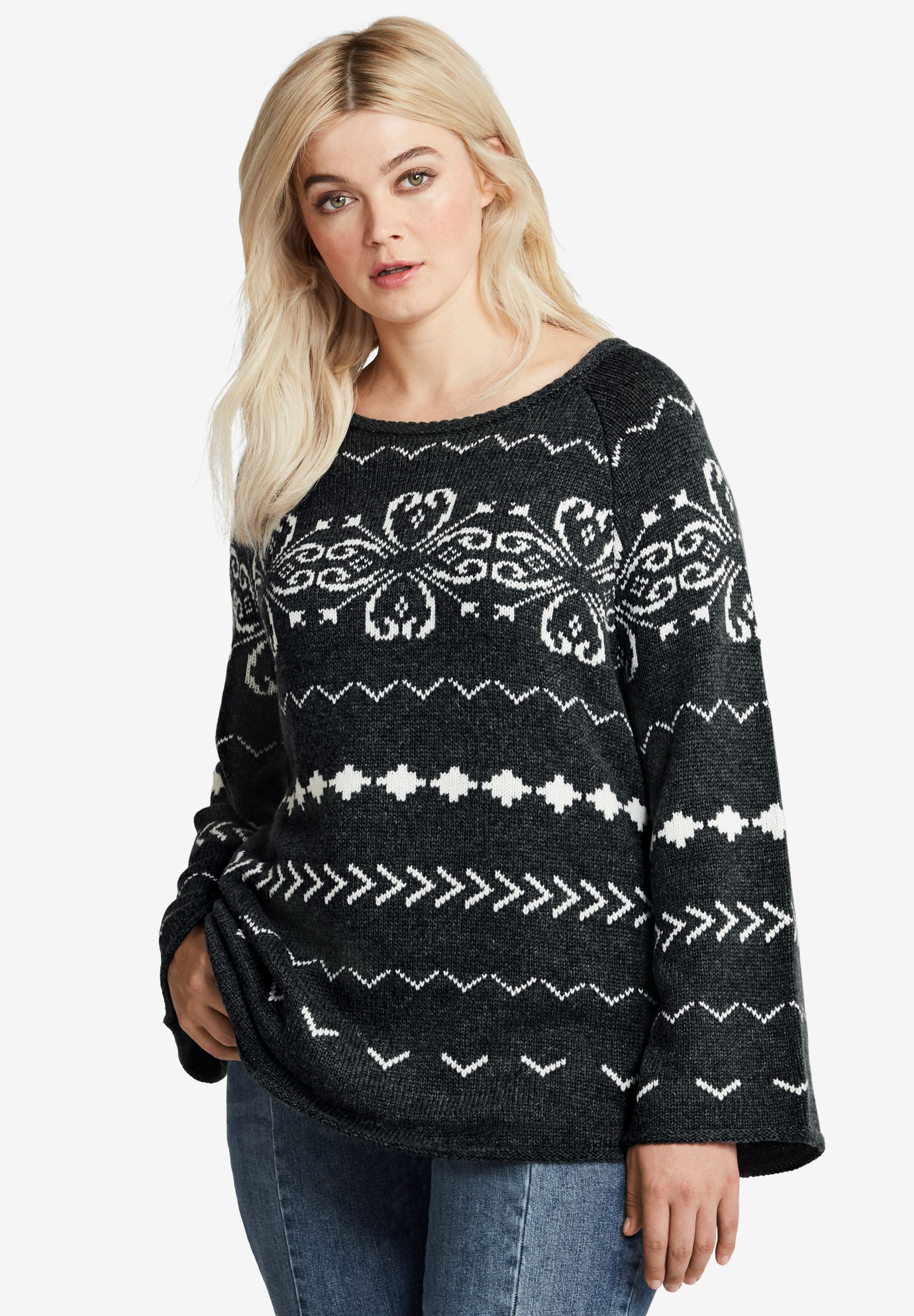Patterned A-line Sweater, 