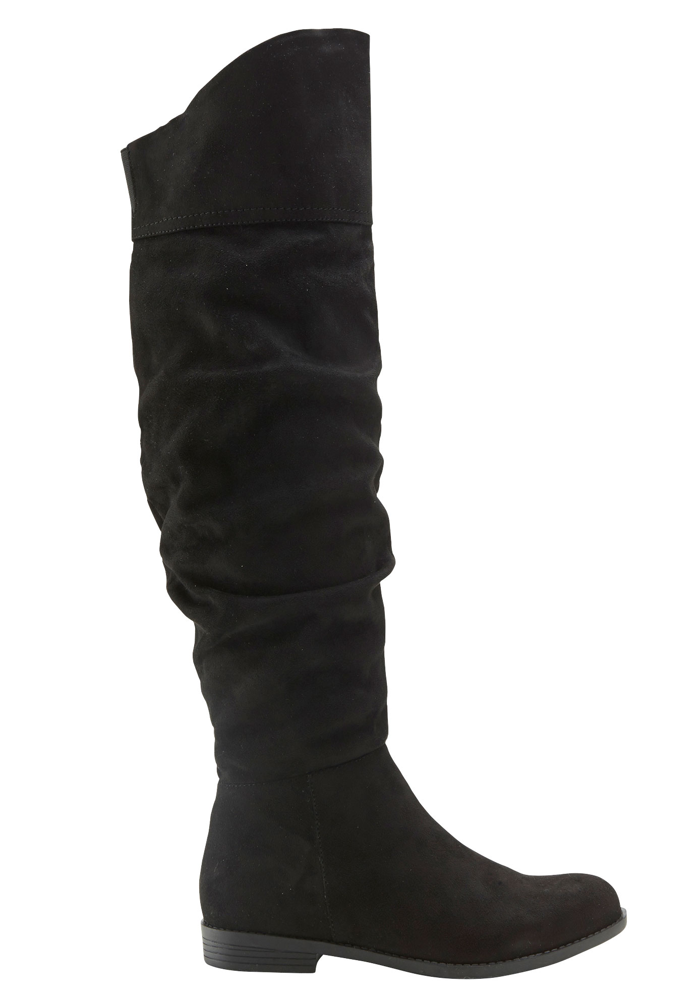 Over-the-Knee Faux Suede Slouch Boots by ellos®| Plus Size Shoes ...