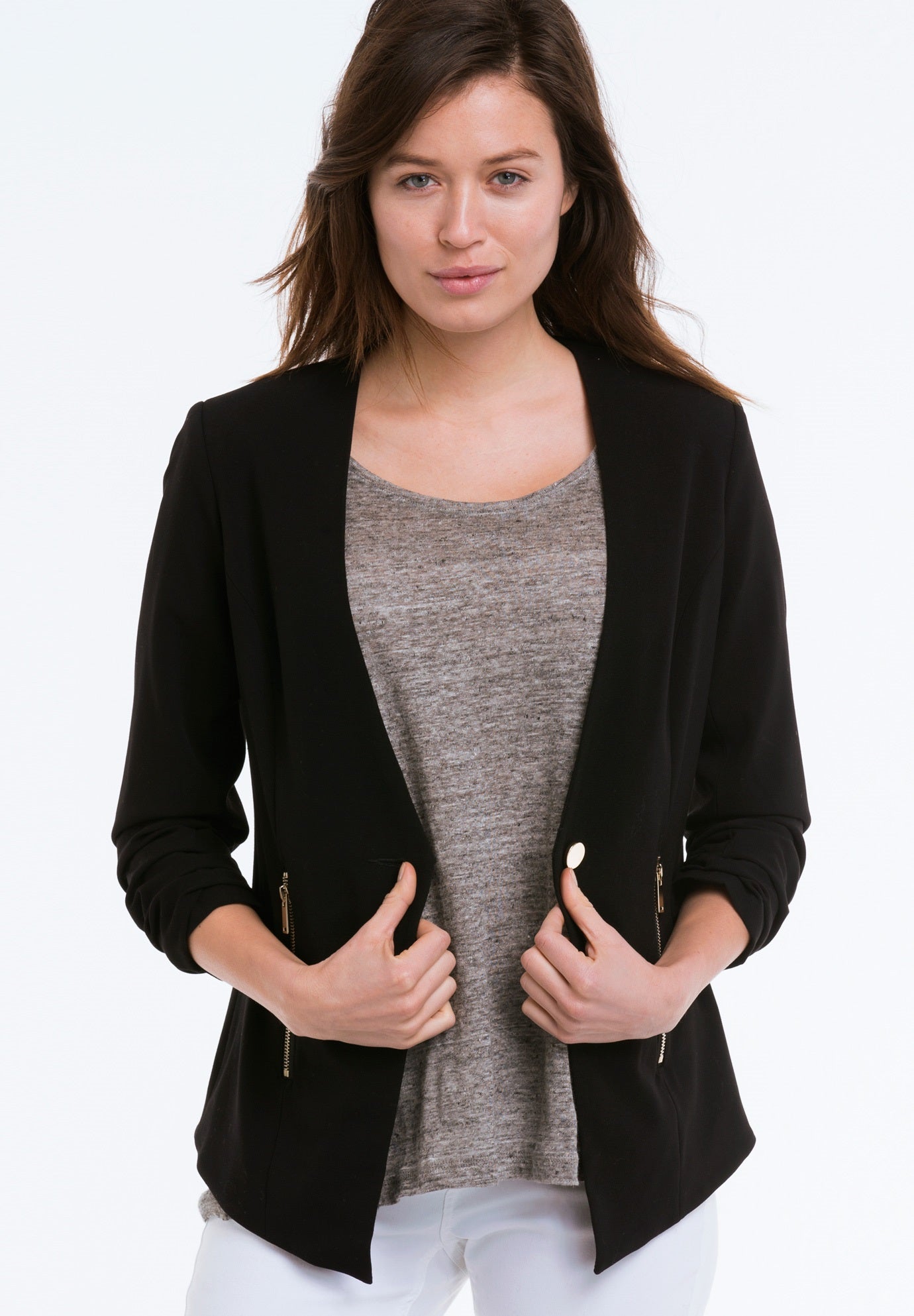 Zip Pocket Blazer by ellos® Fullbeauty Outlet