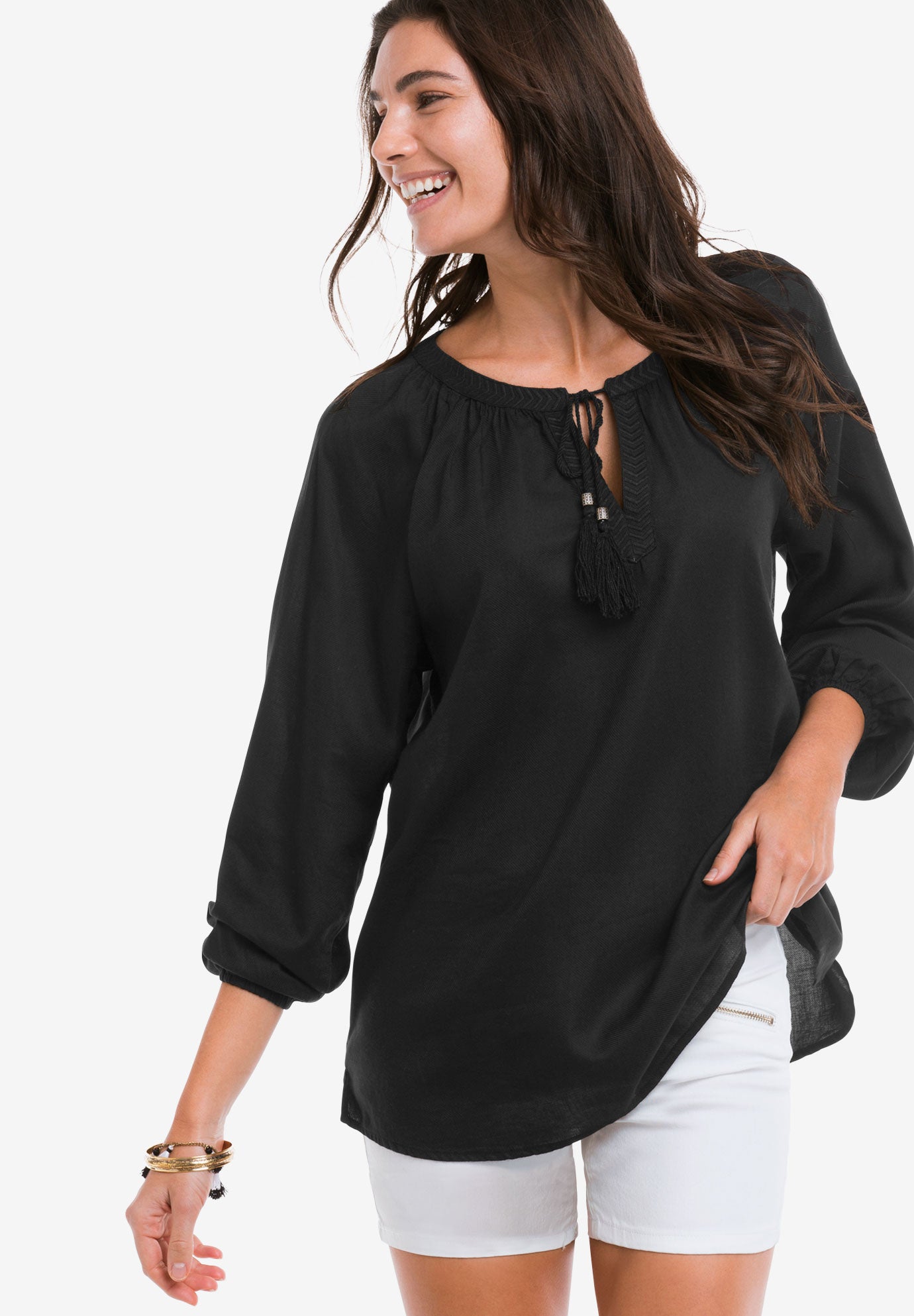Embroidered Peasant Tunic by ellos® Plus Size Tunics Fullbeauty