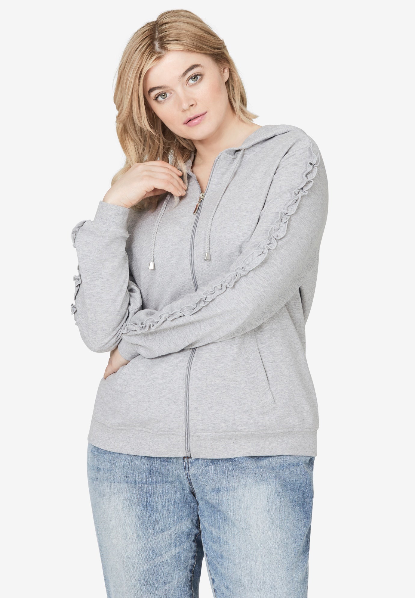 Plus size zip front hoodie